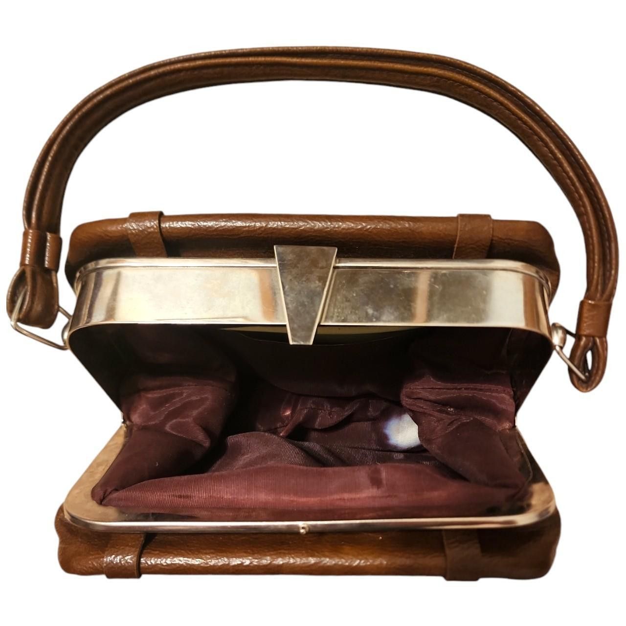 Vintage Vintage Faux Leather Brown Box Handbag Size ONE SIZE - 5 Thumbnail
