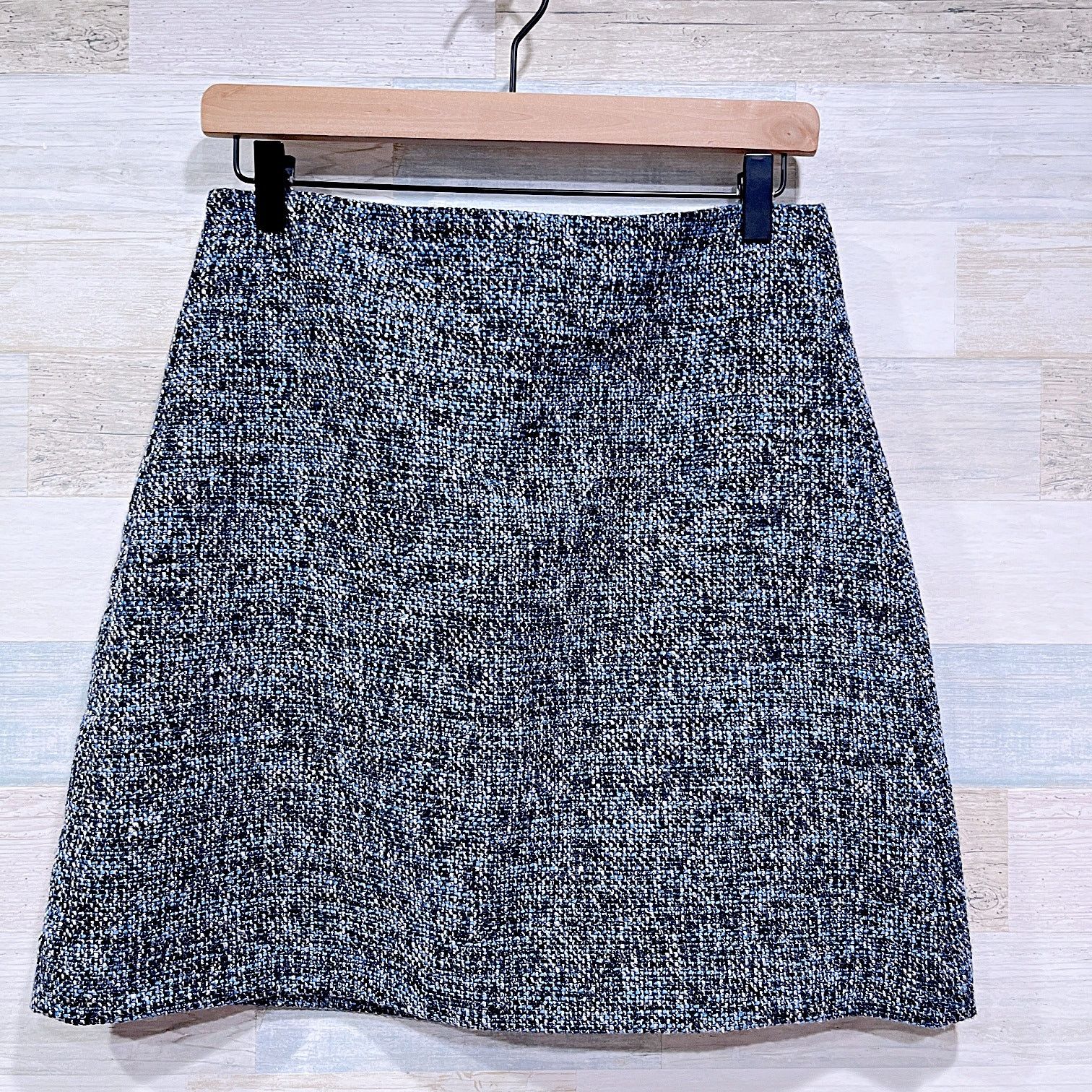 Loft LOFT Tweed Mini A Line Pencil Skirt Blue Black Lined 4 Size 27" / US 4 / IT 40 - 2 Thumbnail