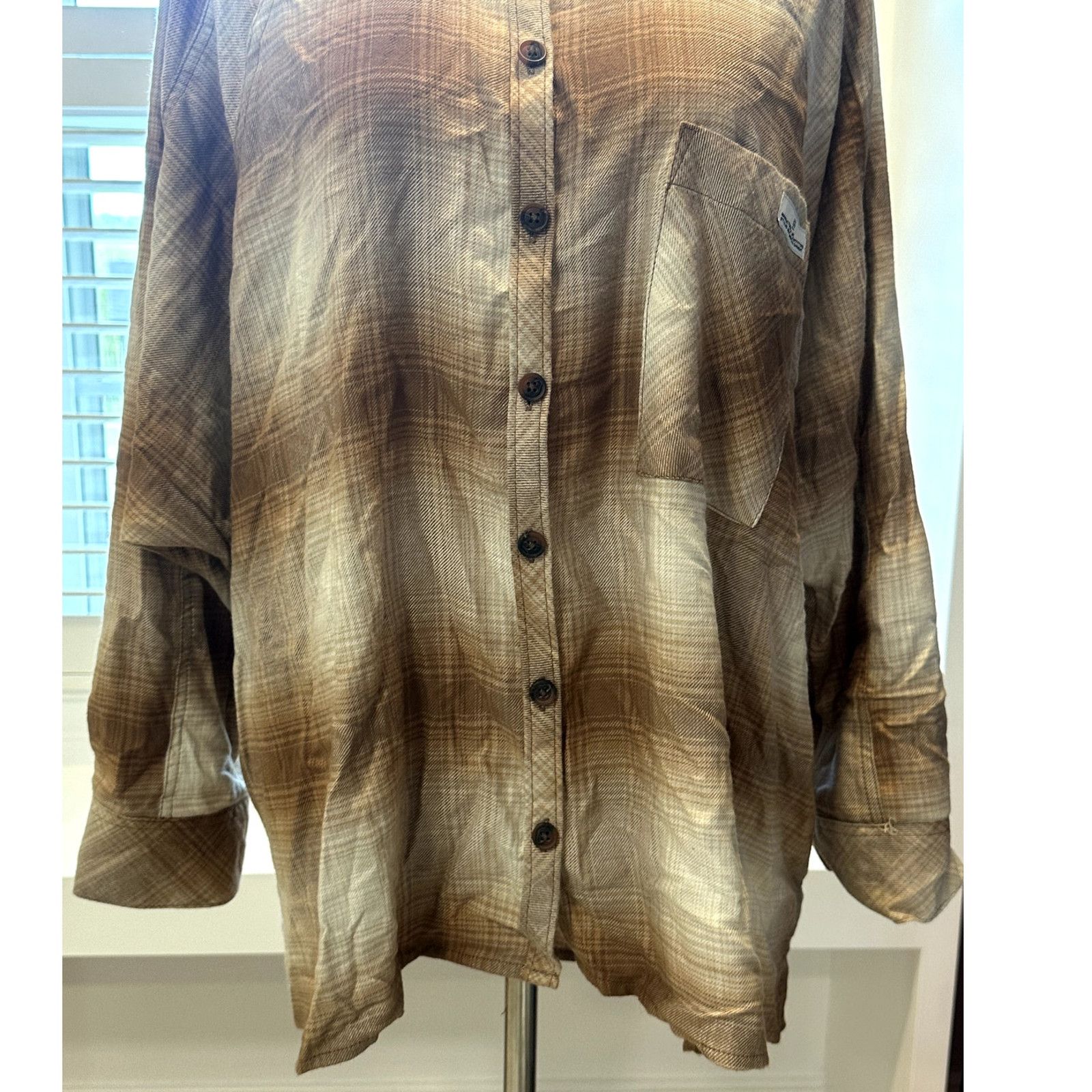 Bdg BDG Urban Outfitters Plaid High Low Button Up Brown Cream S Size S / US 4 / IT 40 - 4 Thumbnail