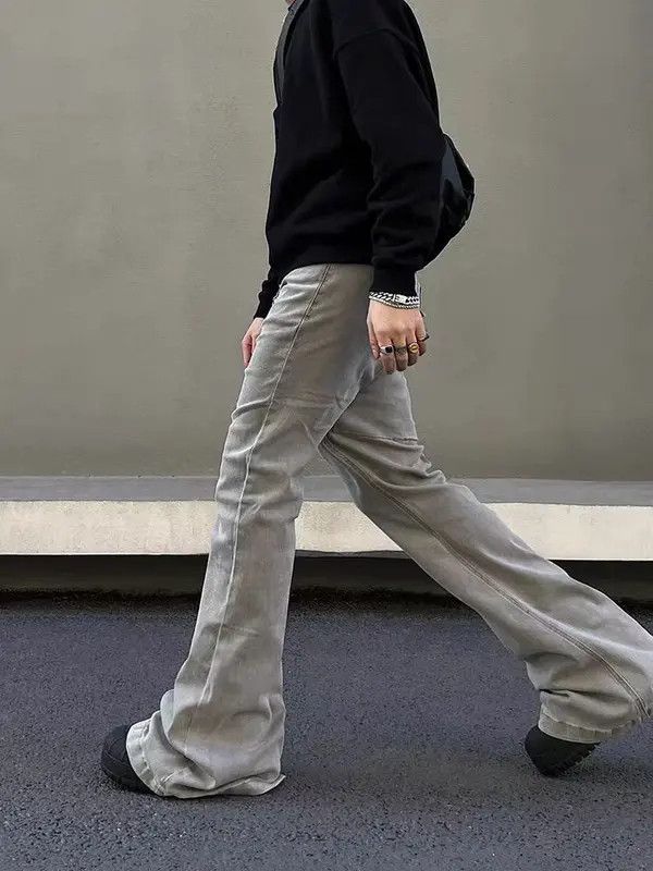 Japanese Brand Hirasawa x Rie High Street Gray Straight Micro Flared Jeans Size US 33 - 3 Thumbnail