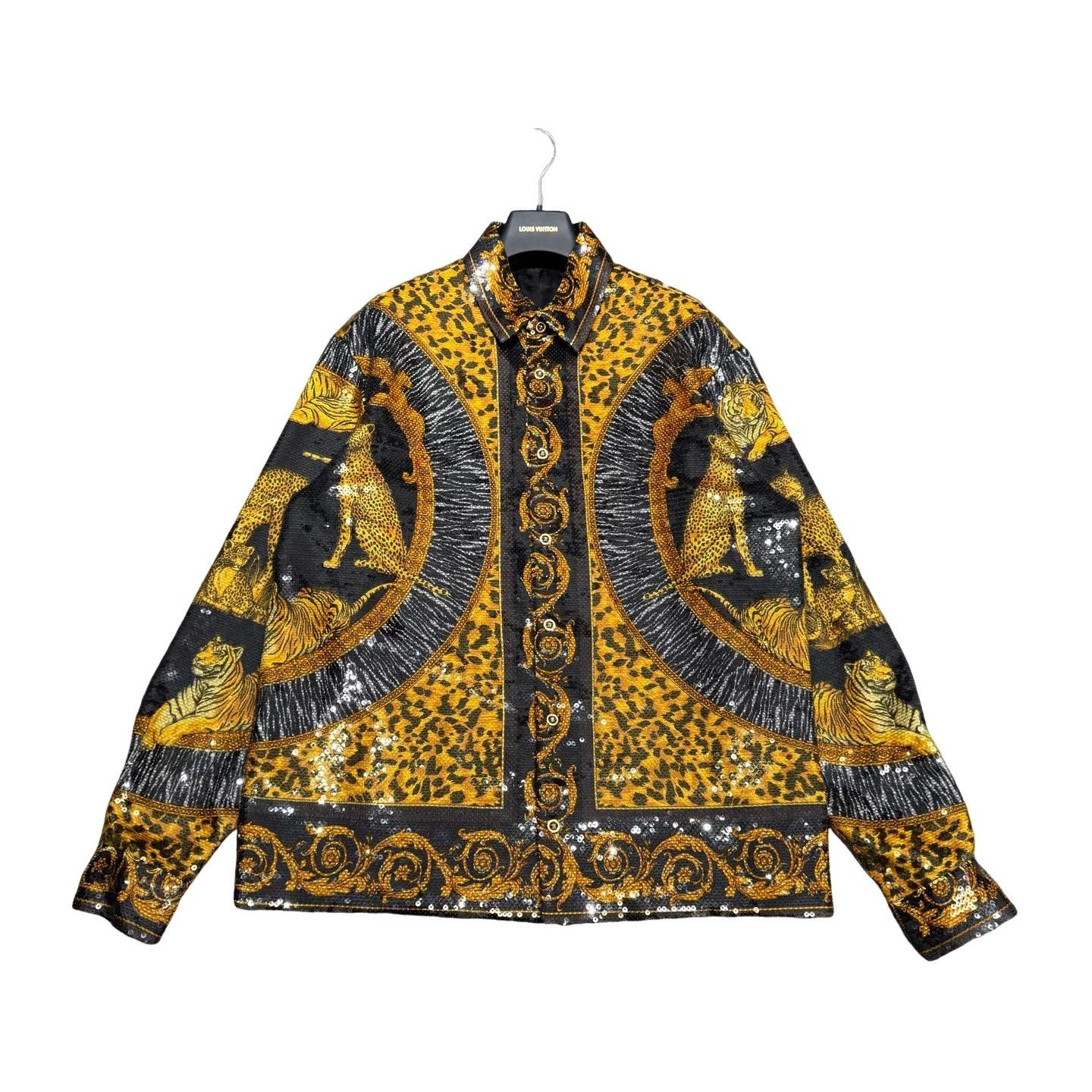 Versace Versace Sequin Leopard Print Shirt Size 50 Size US M / EU 48-50 / 2 - 1 Thumbnail