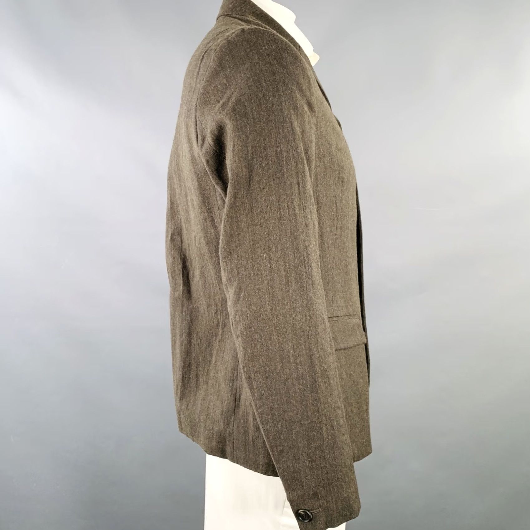 Allsaints ALLSAINTS Jacket Brown Herringbone Wool Linen Size 42 Mens Notch Lapel Jacket Size US XS / EU 42 / 0 - 2 Thumbnail