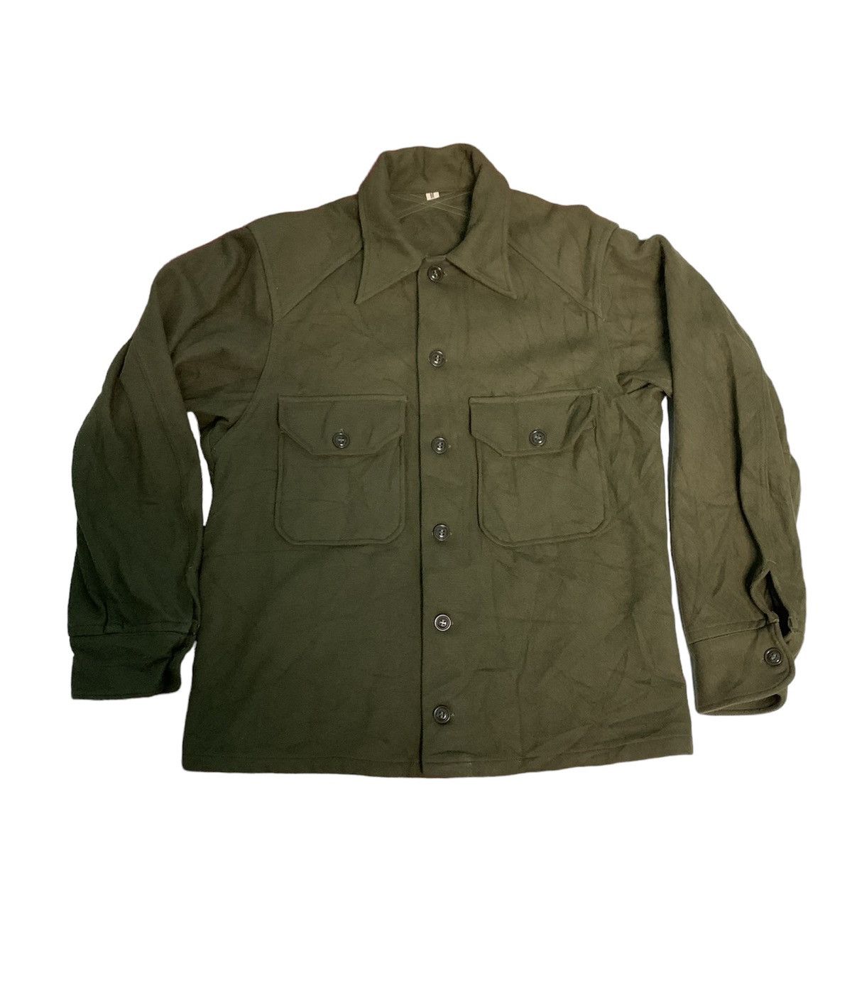 image of Made In USA x USN Vintage 1951 Army Wool Shirt in Green, Men's (Size Medium)