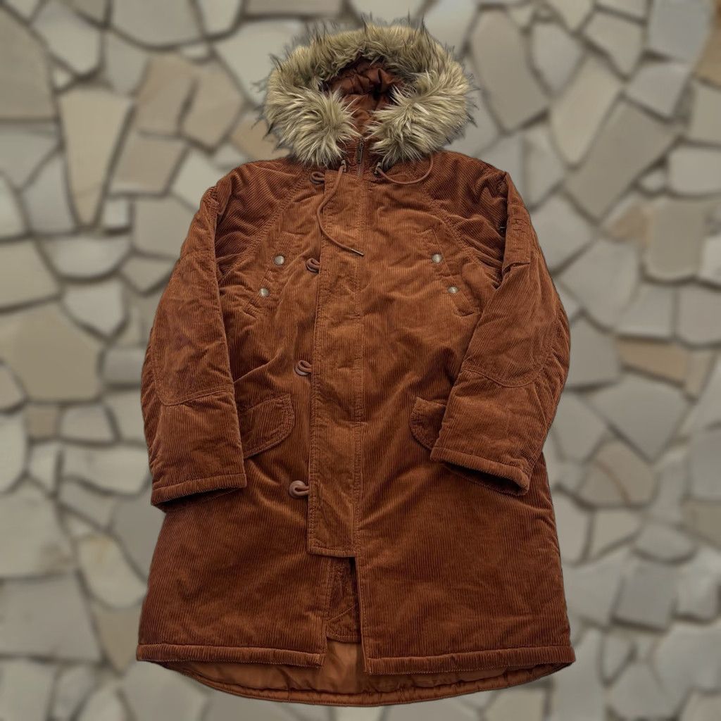 VINTAGE American Eagle Women's Corduroy Parka Jacket Hooded Full