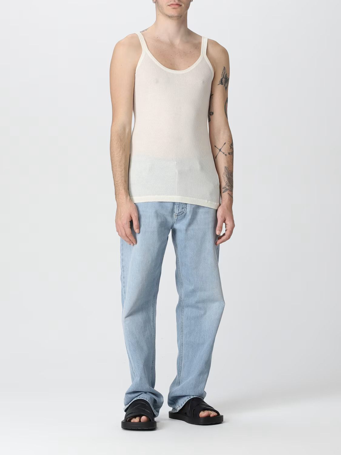 Bottega Veneta o1loc1c0426 740415 Slim Fit Light Cotton Tank Top in Cream Size US L / EU 52-54 / 3 - 2 Thumbnail