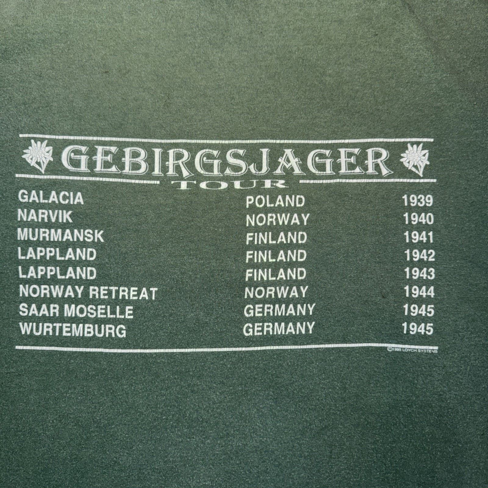 Other Vintage 1995 Gebirgsjäger 2nd Div WWII History Tee Oneita XL Size US XL / EU 56 / 4 - 7 Thumbnail