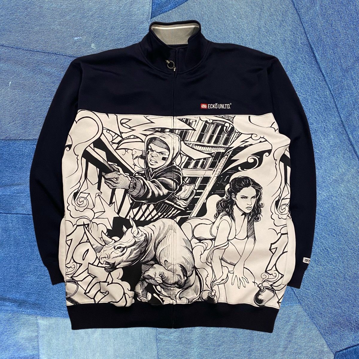 CRAZY Wild Y2K Ecko UNLTD WrapAround Zip-Up Jacket