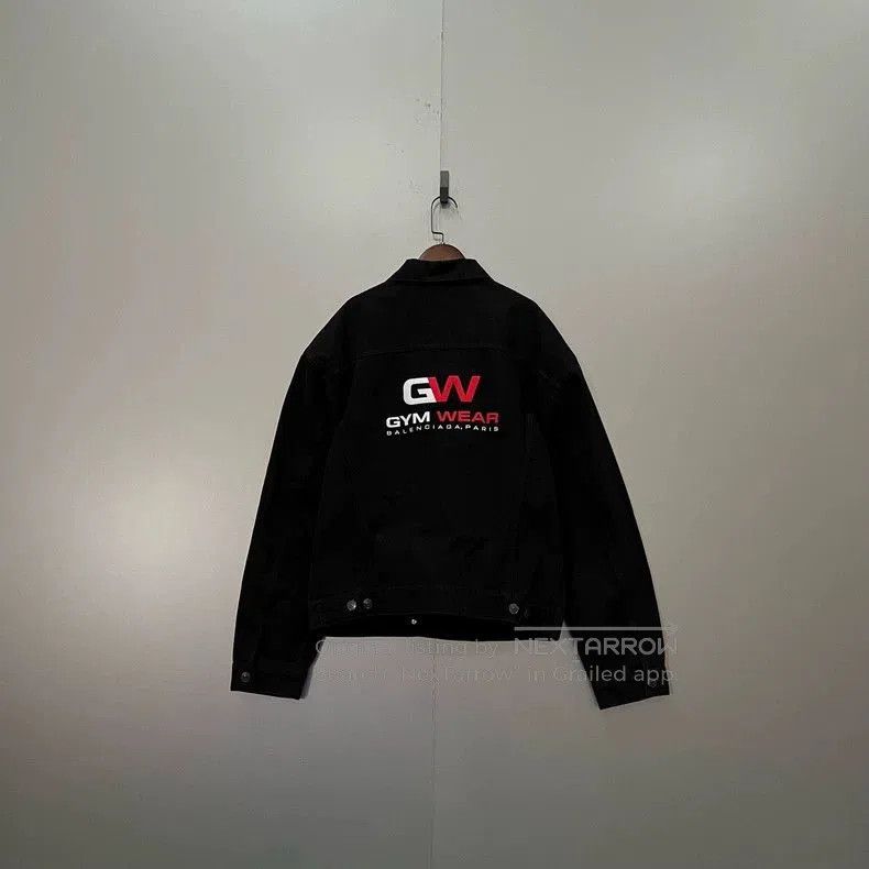 Balenciaga Balenciaga Black Denim Jacket With Logo . Size US L / EU 52-54 / 3 - 4 Thumbnail