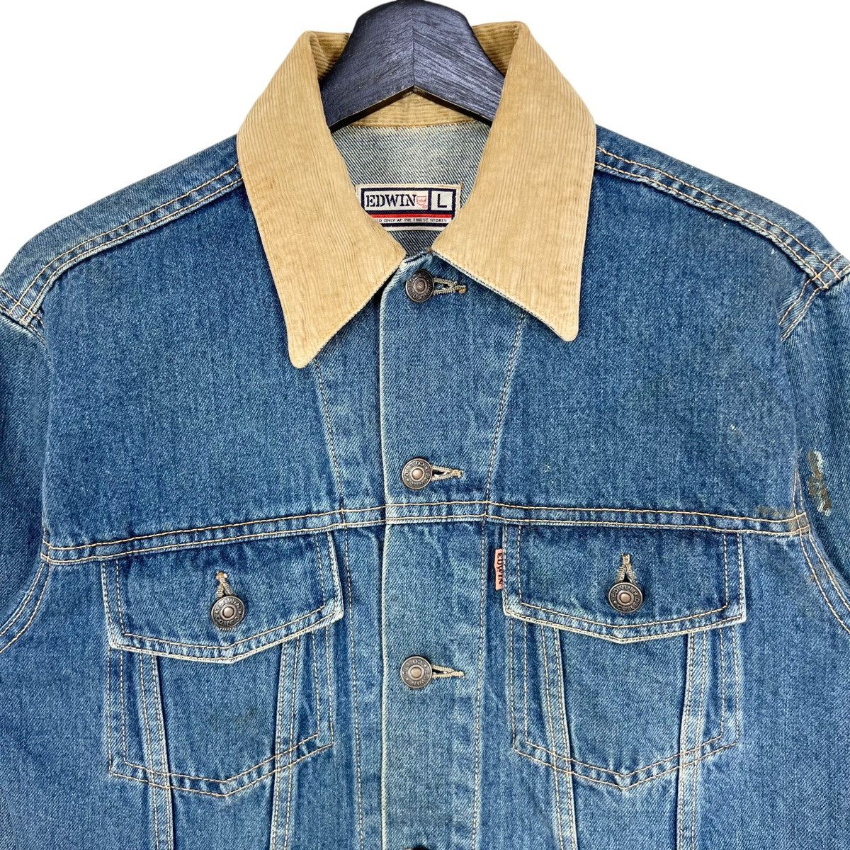 Edwin × Vintage Vintage Edwin Denim Trucker Jacket Corduroy Collar Size US M / EU 48-50 / 2 - 2 Thumbnail
