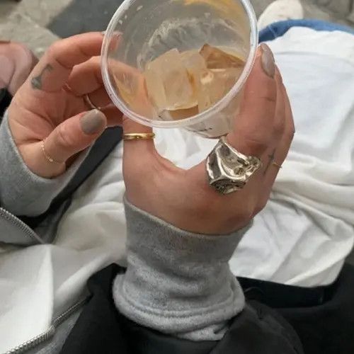 Jewelry Chunky Melted Silver Plated Ring, Irregular Tarnish Ring Size ONE SIZE - 7 Thumbnail