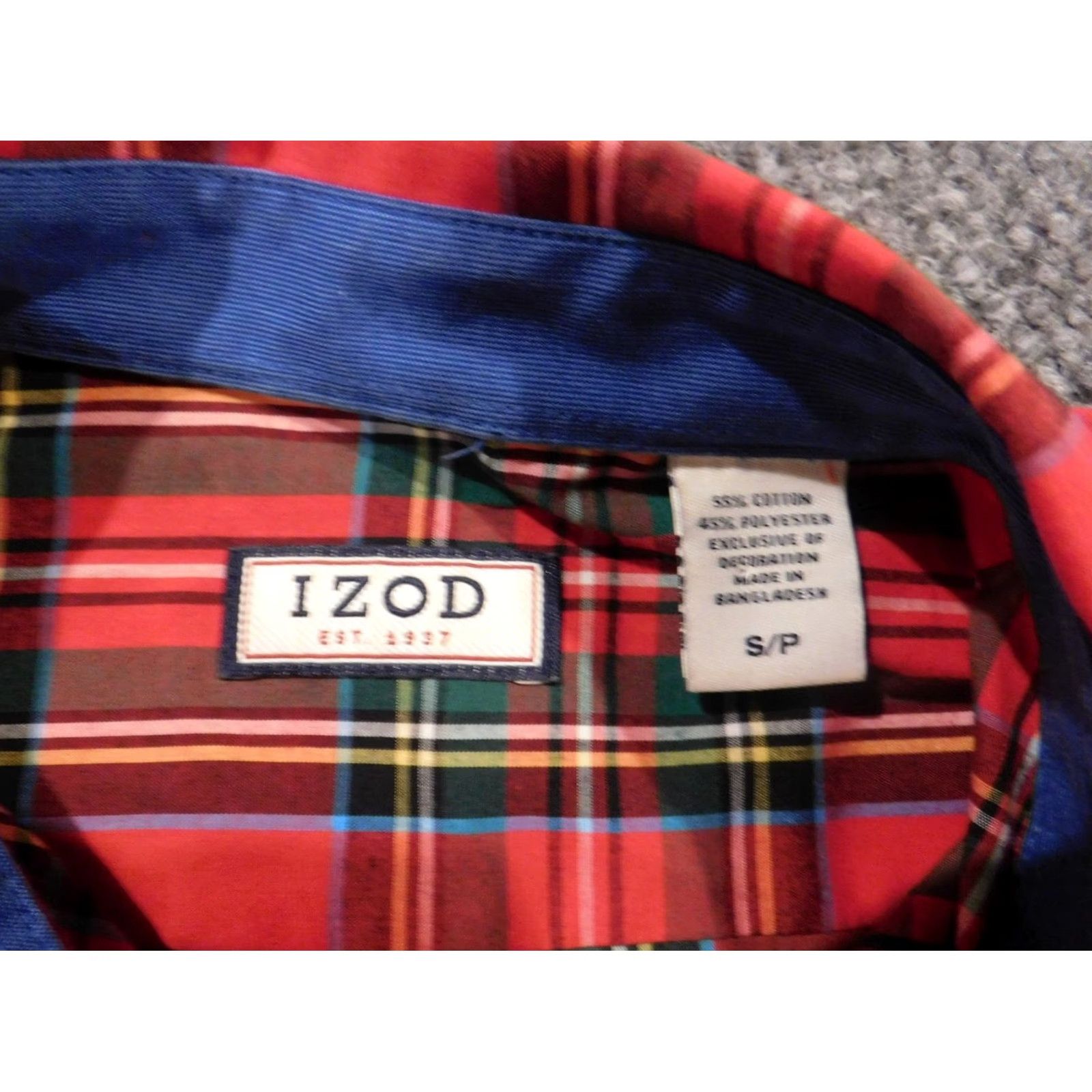 Izod IZOD Shirt Regular Small Red Plaid Button-Down - Button Up, Long Sleeve, Classic Casual, Men, Button, Logo, Cotton Polyester, Knit, Pockets, Slimming Size US S / EU 44-46 / 1 - 6 Thumbnail