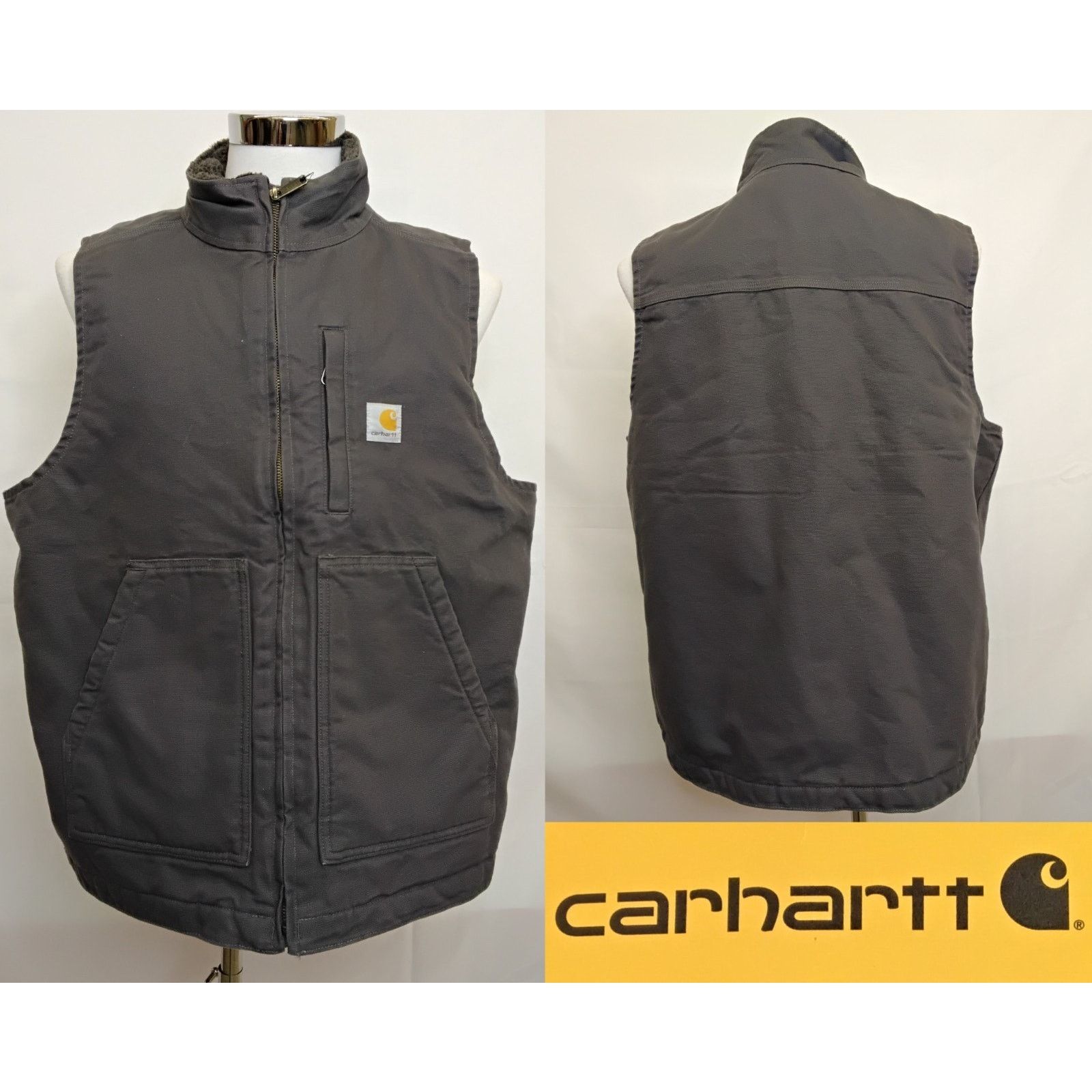 Carhartt Carhartt Canvas Duck Fleece Lined Vest Men's L Gray NWT Size US L / EU 52-54 / 3 - 1 Thumbnail