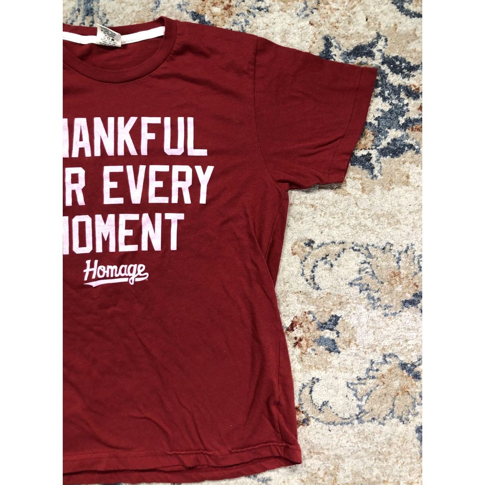 Vintage Homage Shirt Mens M Red Graphic Print Thanksgiving Thankful For Every Moment Crew Neck Short Sleeve Made USA Size US M / EU 48-50 / 2 - 4 Thumbnail