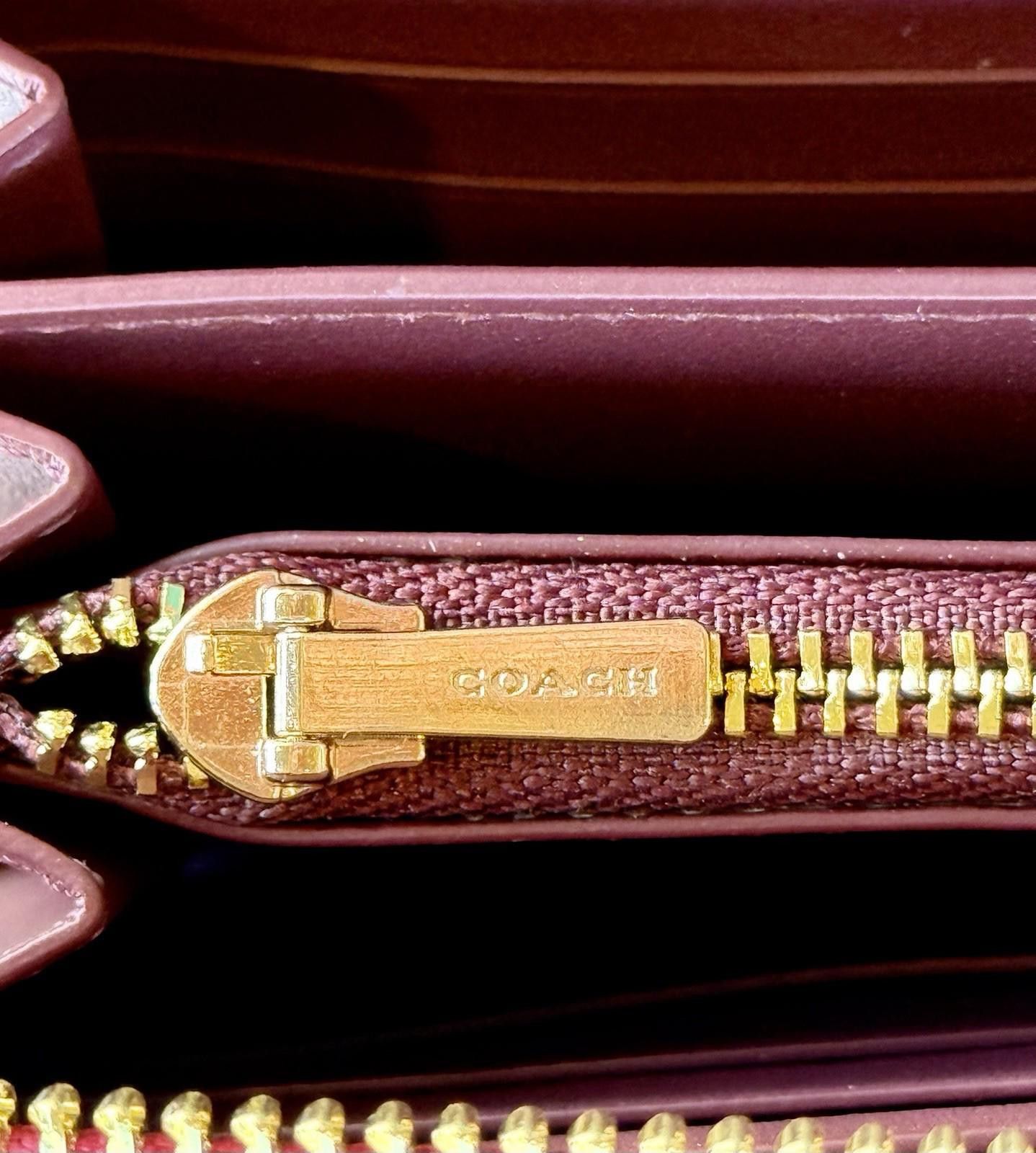 Coach Coach Signature Long Zip Wallet IM/Brown 1941 Red C4452 NWT Size ONE SIZE - 7 Thumbnail