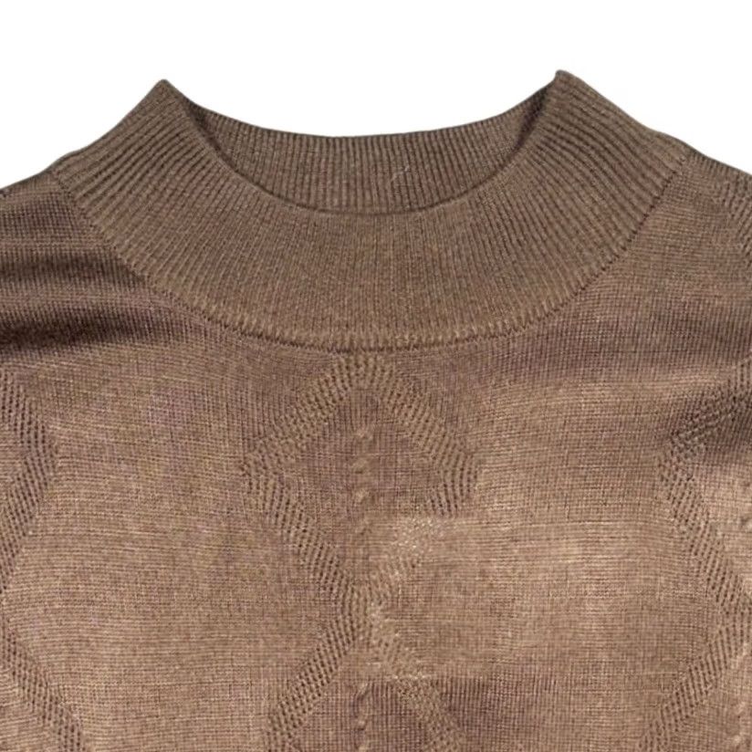 Vintage Trust Mock Neck Sweater Mens XL Brown New Diamond Textured Knit BS066 Size US XL / EU 56 / 4 - 4 Thumbnail