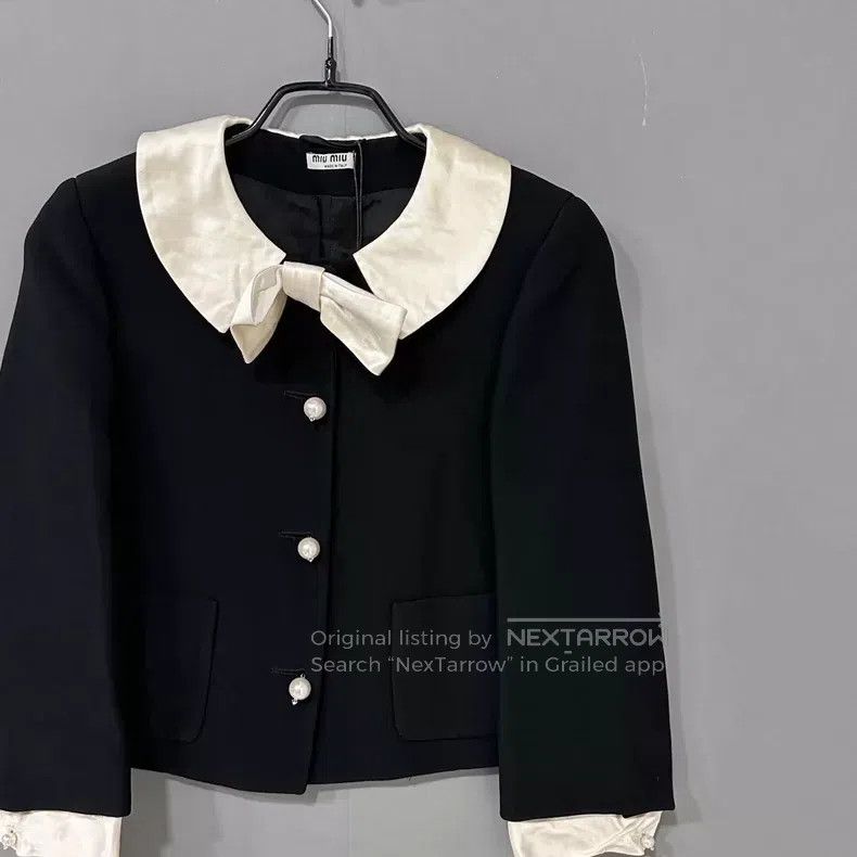 Miu Miu Miu Miu 38 Small fragrant wind bow Pearl button coat Size M / US 6-8 / IT 42-44 - 1 Thumbnail
