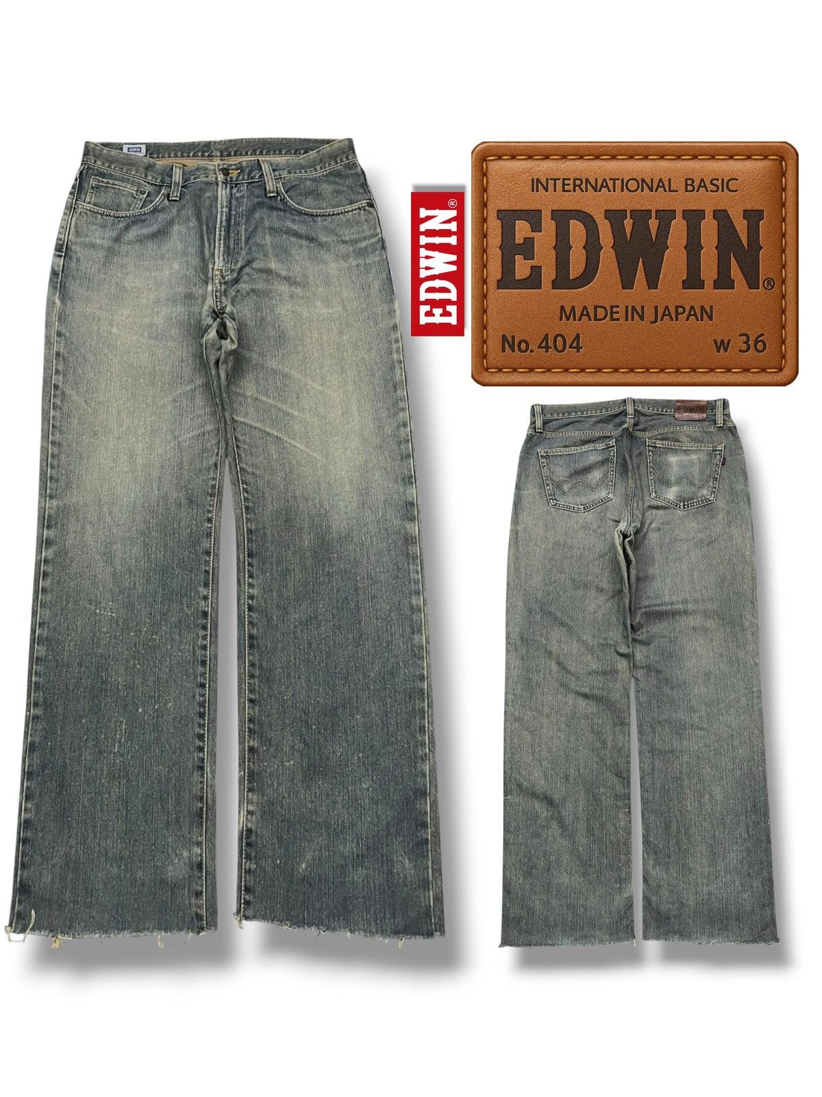 Edwin Baggy Vintage Edwin 404 Japan - Faded Mud Wash Jeans Size US 37 - 1 Thumbnail