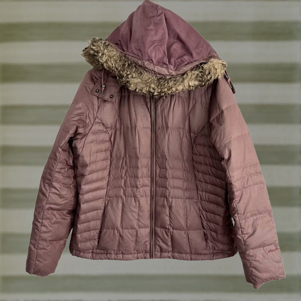 Eddie Bauer VINTAGE? Eddie Bauer Womens Premium Goose Down Quilted Jacket Coat FauxFur Hood MAUVE XL Size XL / US 12-14 / IT 48-50 - 1 Thumbnail