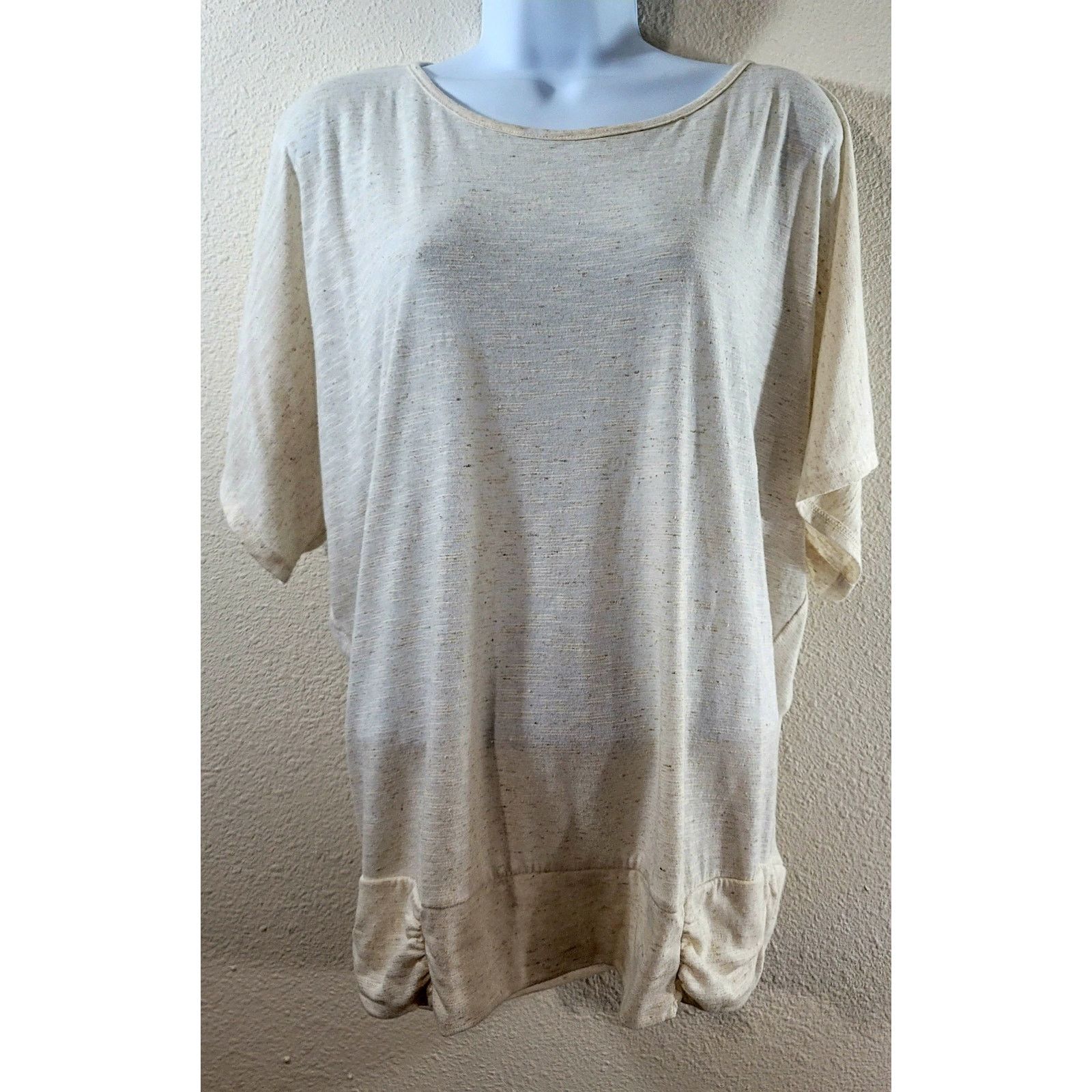 Apt. 9 Apt 9 Beige Cream Slub Knit Batwing Short Sleeve Top XL Size XL / US 12-14 / IT 48-50 - 1 Thumbnail