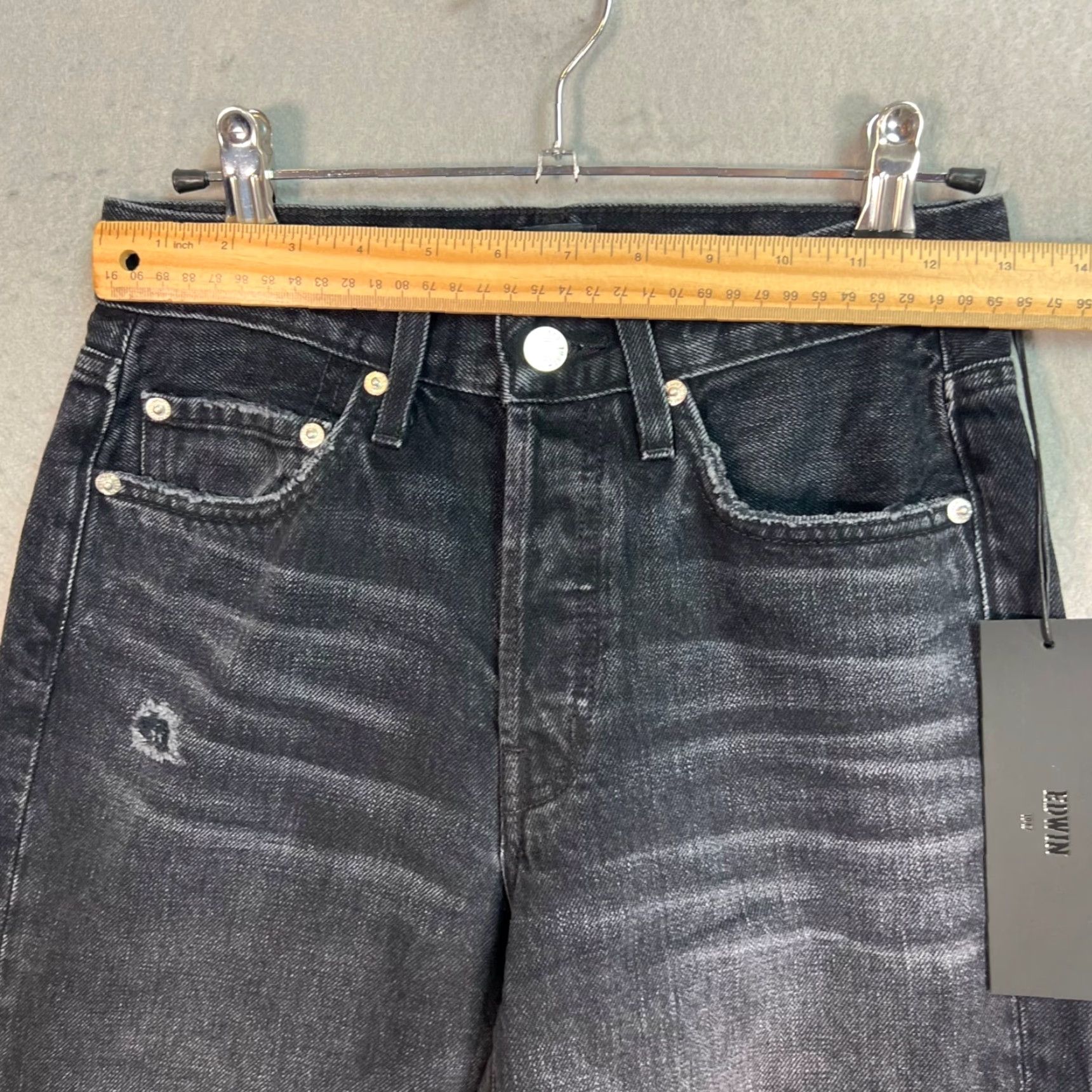 Edwin Edwin Womens 24 Black Denim Skinny Jeans 100% Cotton Distressed NEW! Jeans Women Size 24 Distressed Black Denim Skinny 28" Inseam Mens? Size 42" / US 20 - 6 Thumbnail