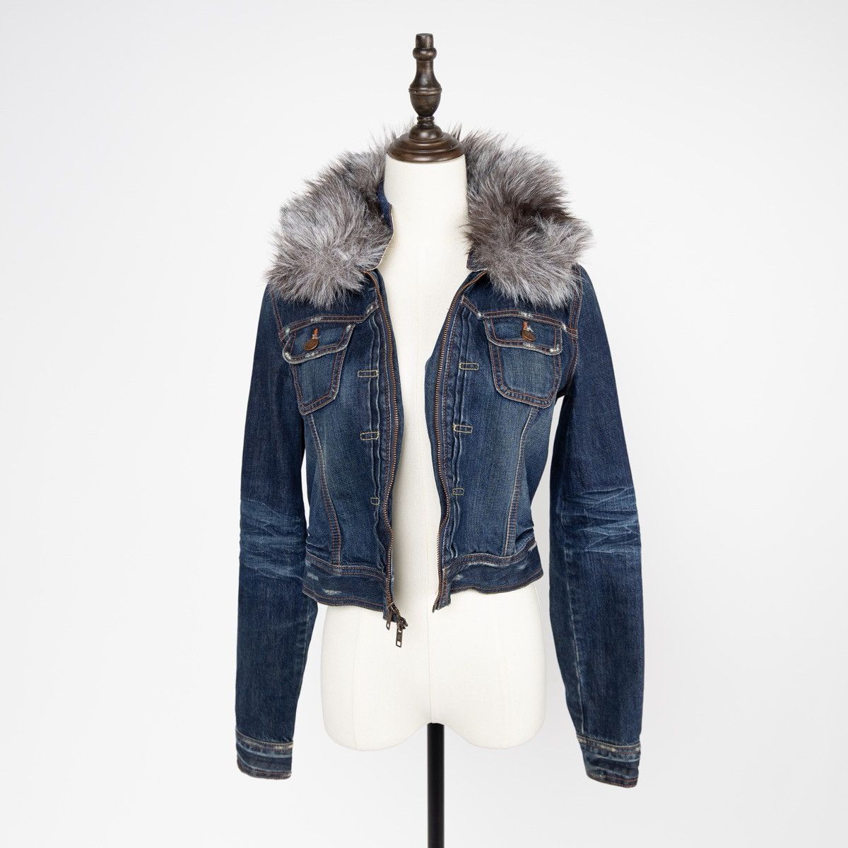 Abercrombie & Fitch Abercrombie Ezra Fitch Denim Jacket Faux Fur Collar Cropped Size M / US 6-8 / IT 42-44 - 4 Thumbnail