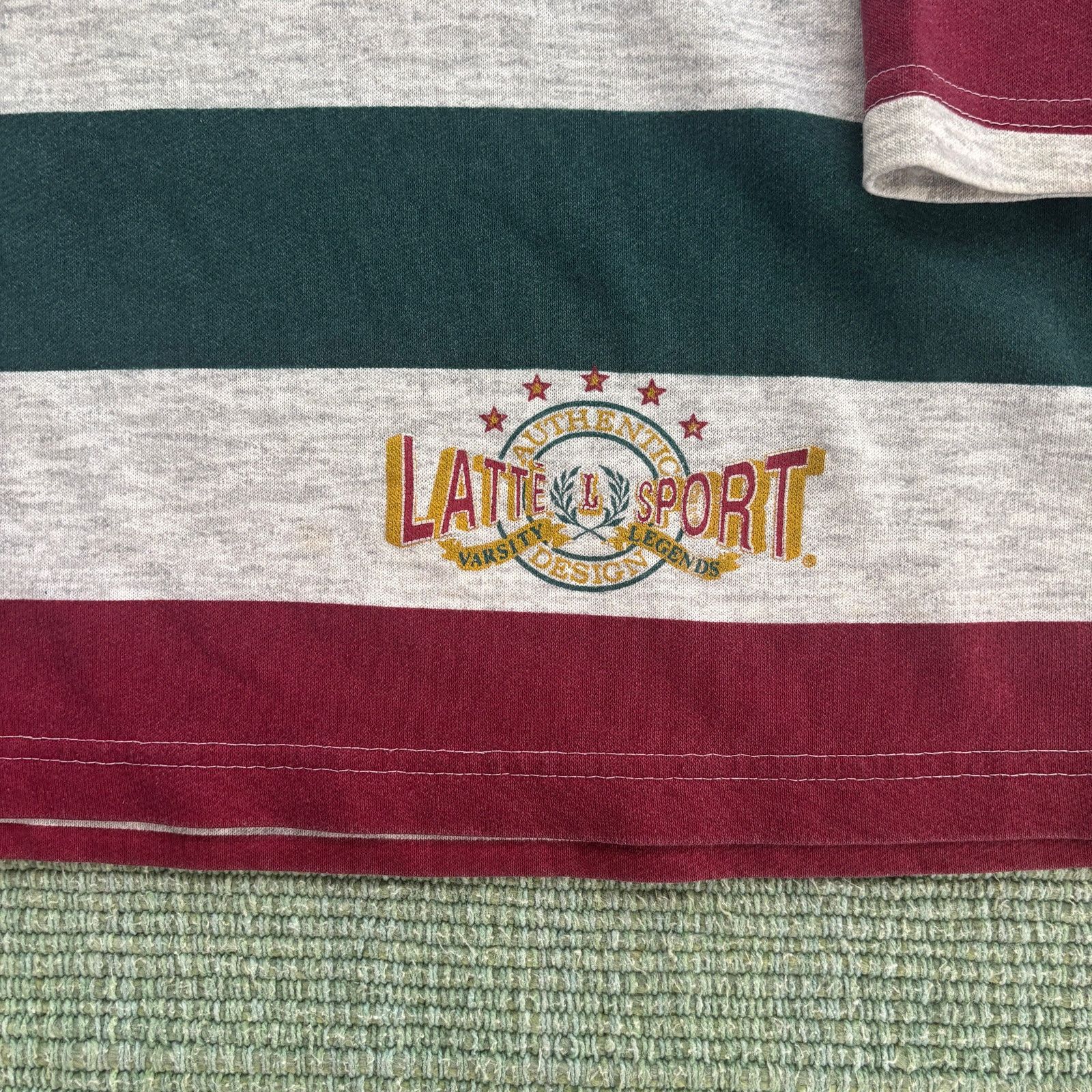 Vintage Vintage LATTE Striped Cotton 80s 90s Hooded Sweatshirt Sz XL Size XL / US 12-14 / IT 48-50 - 2 Thumbnail