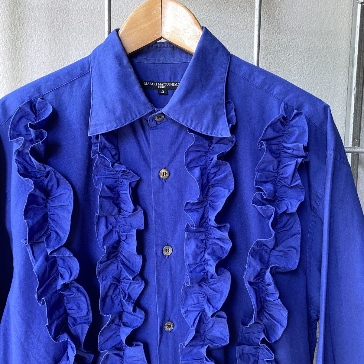 Masaki Matsushima MASAKI MATSUSHIMA Cobalt Ruffle Front Blouse Size US M / EU 48-50 / 2 - 19 Thumbnail