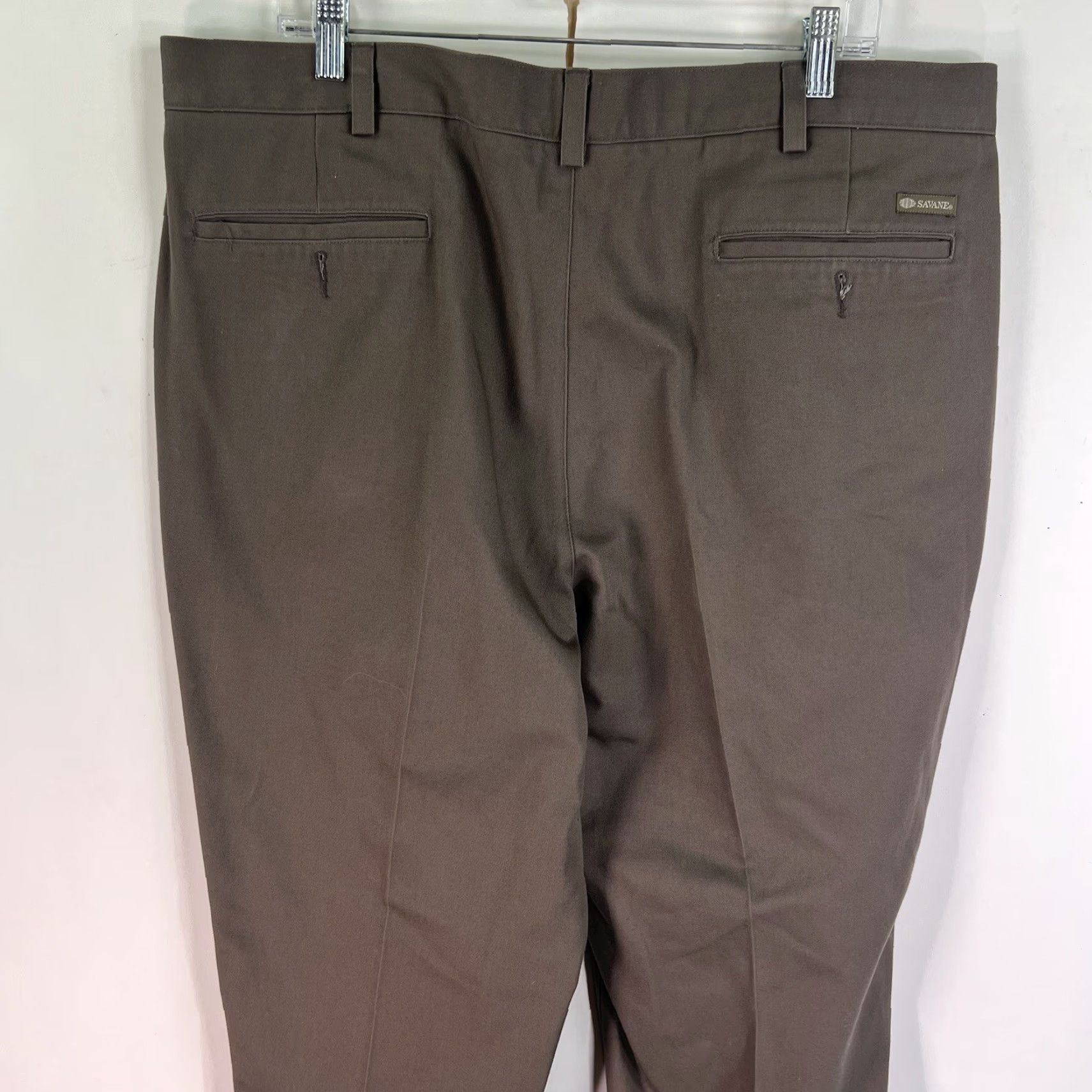 Savane VINTAGE Savane Men's Dress Pants 40 Brown Cotton Flat Front Regular Fit Comfort Waist Straight Leg Size US 40 / EU 56 - 6 Thumbnail