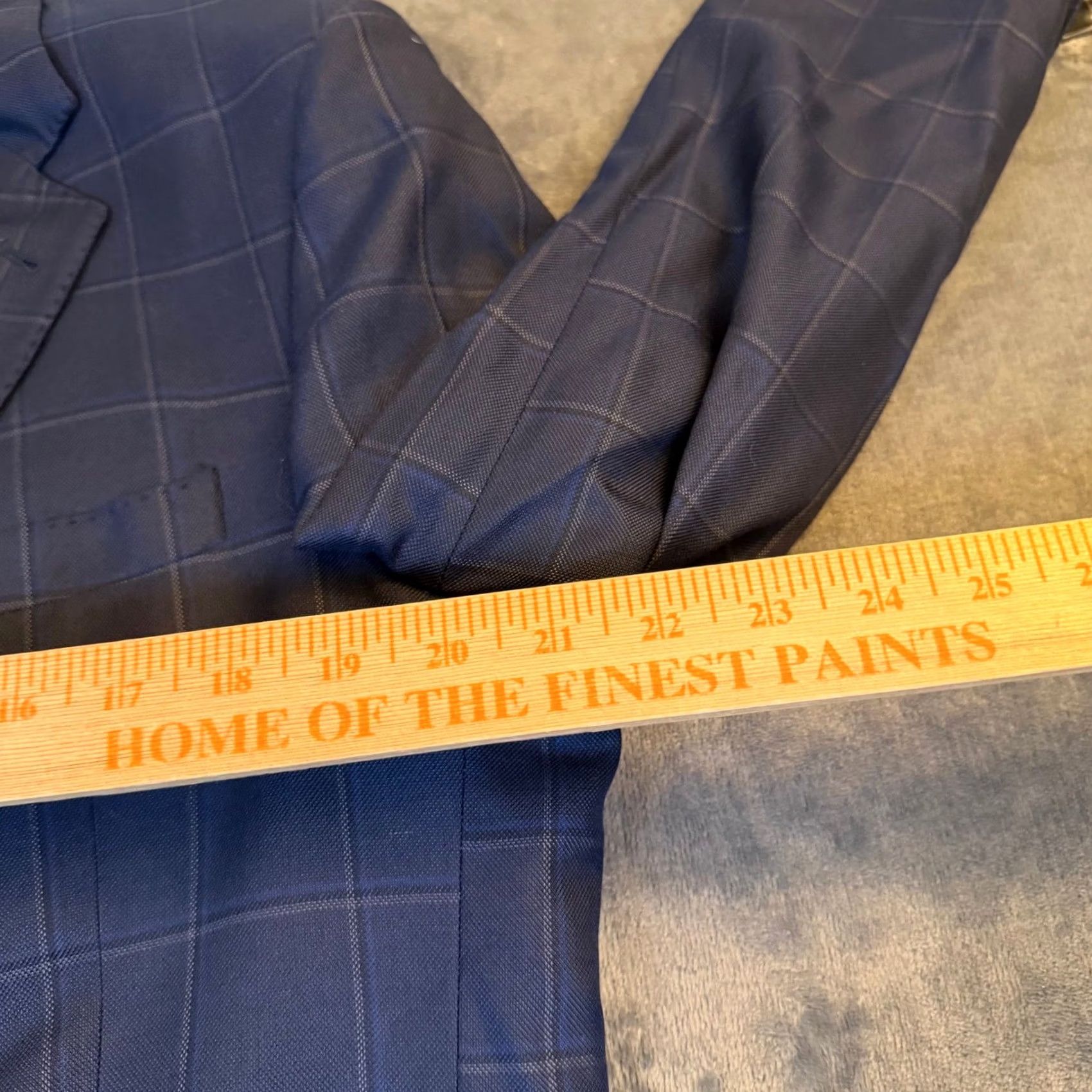 Jos. A. Bank Jos A Bank Signature Navy Blue Windowpane Check Blazer Sport Coat Wool Silk Blend Mens 42R Size 42R - 7 Thumbnail