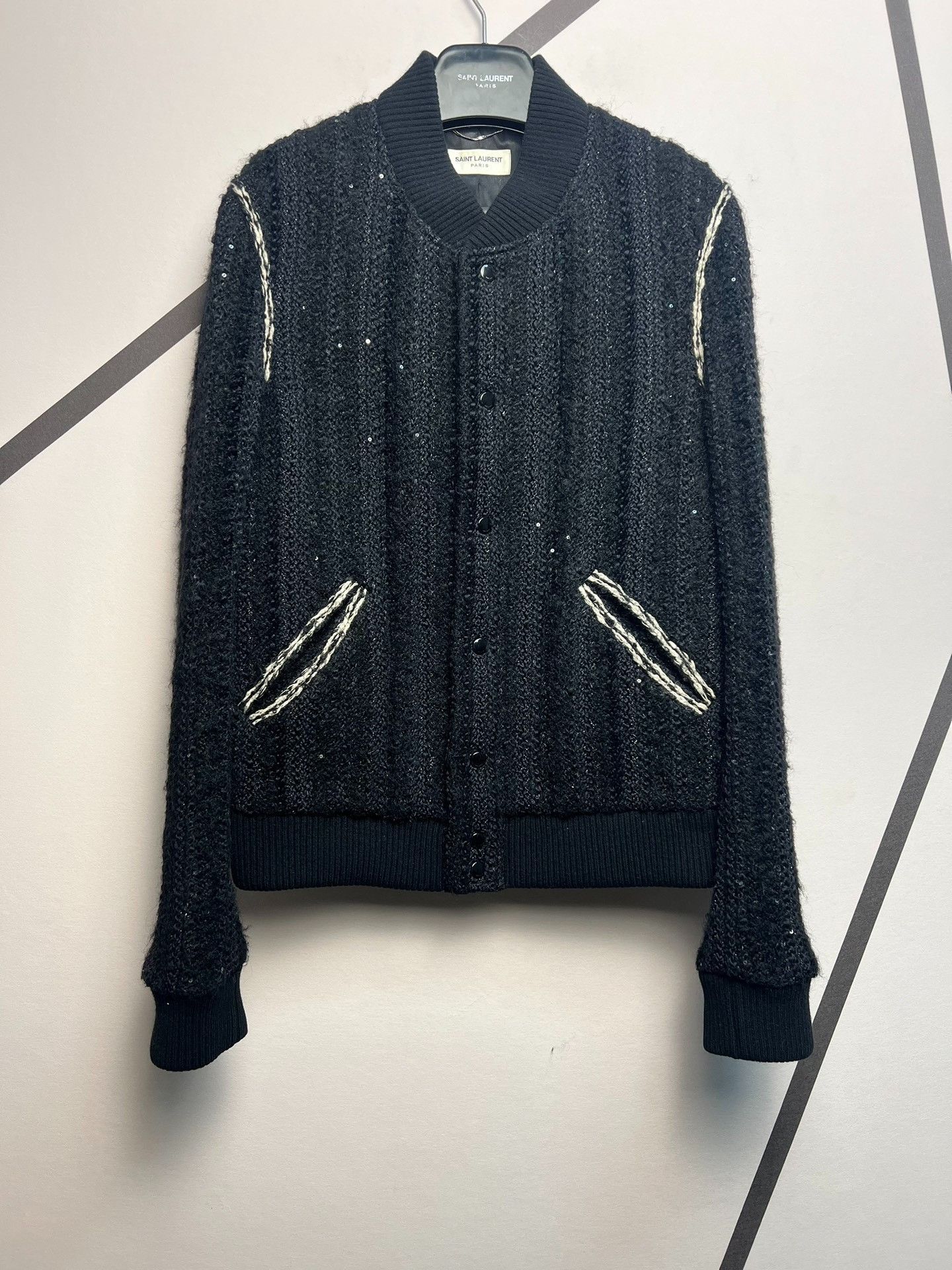 Saint Laurent Paris Saint laurent Wool Mohair Sequin Woven Cashmere Patchwork Size US M / EU 48-50 / 2 - 1 Thumbnail