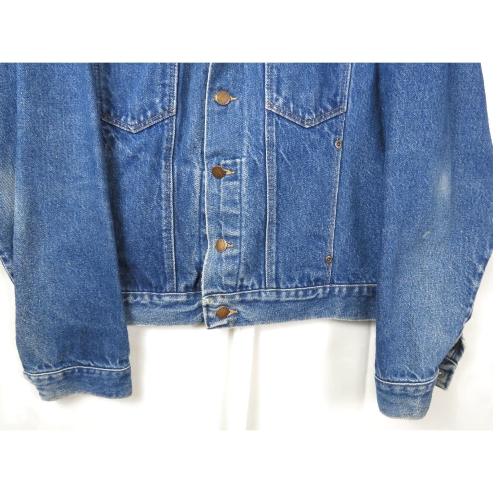 Vintage VINTAGE Rustler Denim Jacket Blue Regular L Mens 80s 90s USA Button Collared Pockets Distressed Size US 33 - 2 Thumbnail