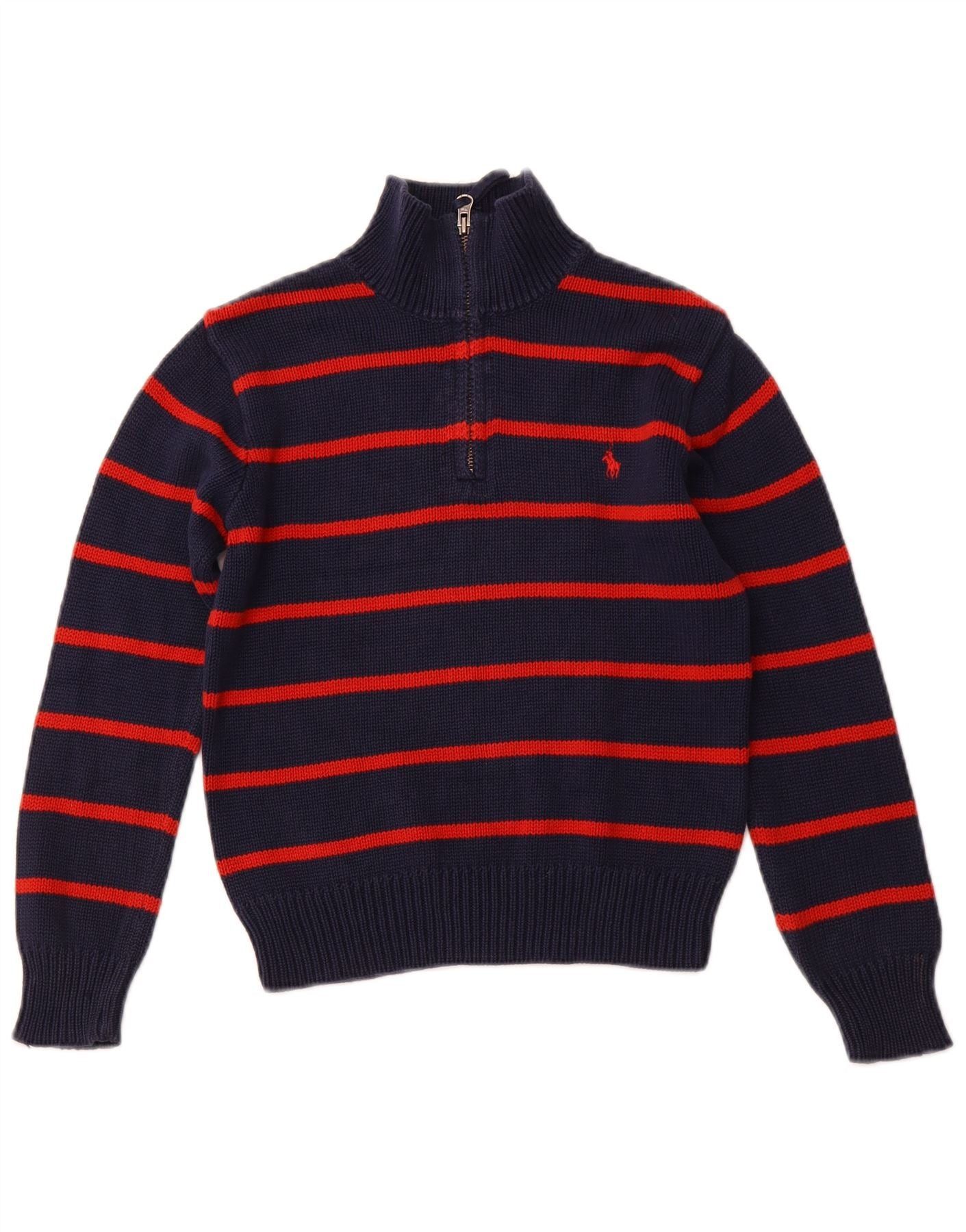 Polo Ralph Lauren Boys Zip Neck Jumper Sweater 7-8 Years Small Navy Blue Size S / US 4 / IT 40 - 1 Thumbnail