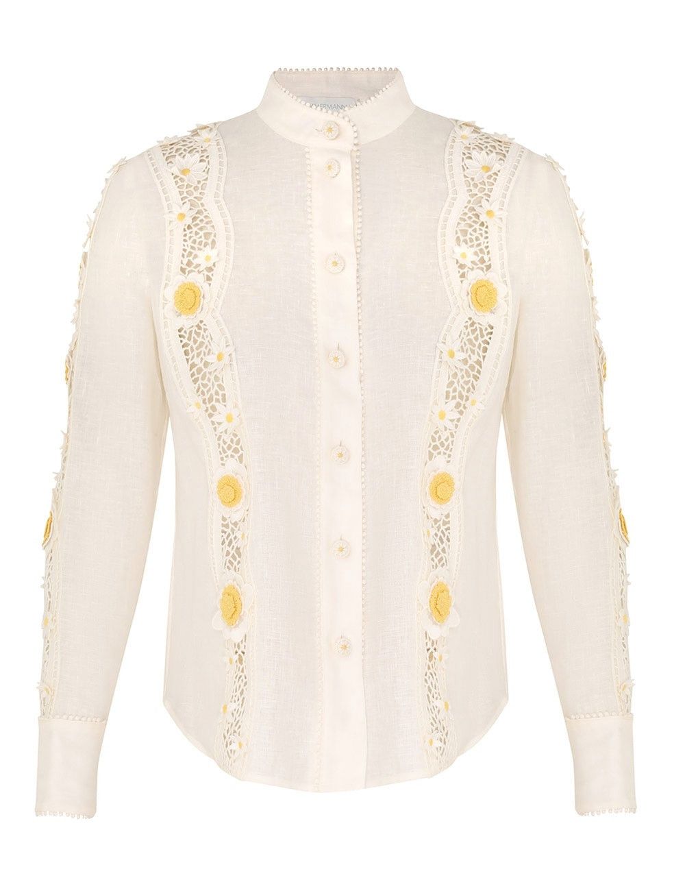 Zimmermann oc11z0126 Everley Flower Trim Shirt in Ivory Size M / US 6-8 / IT 42-44 - 1 Thumbnail
