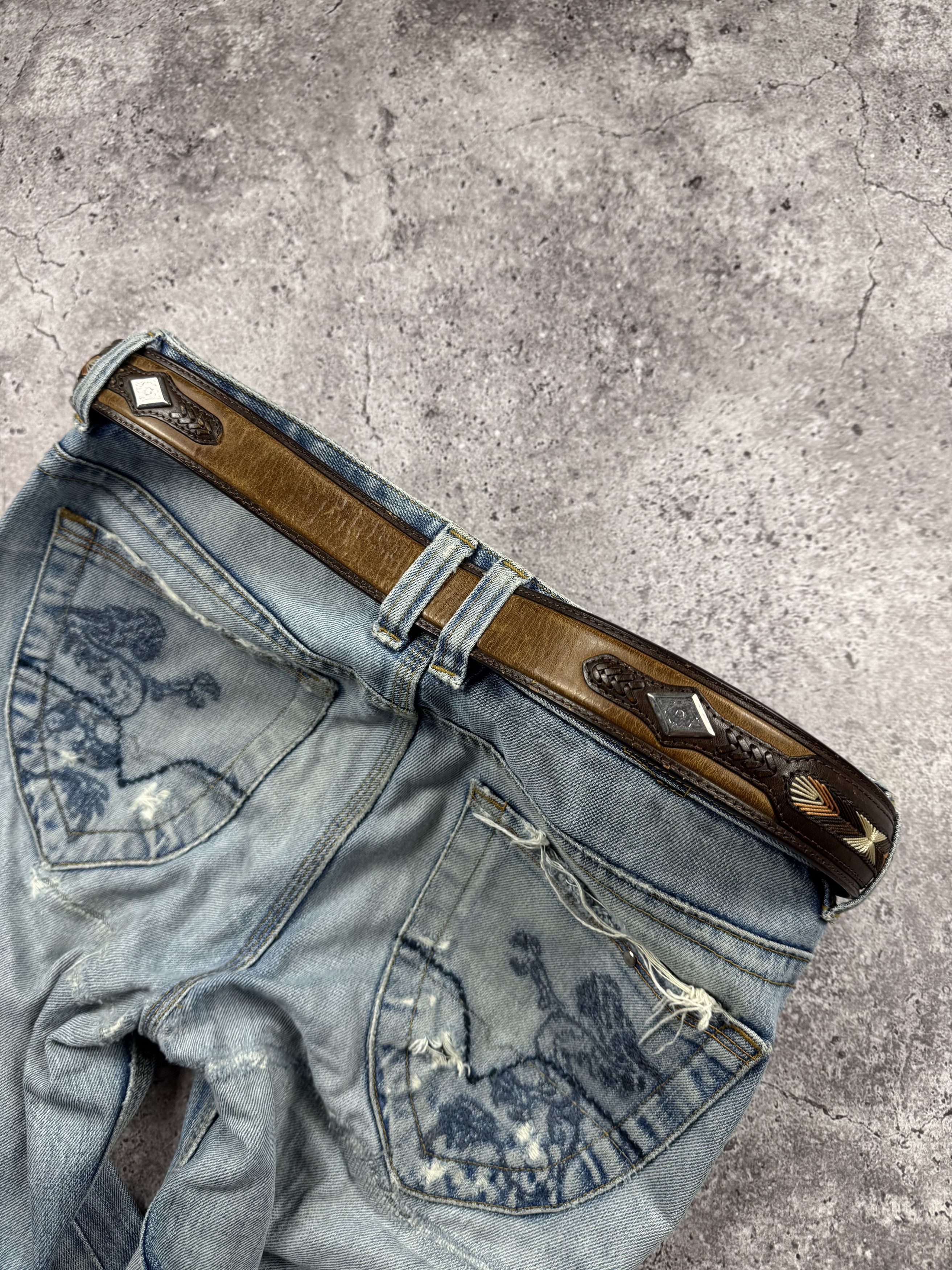 Cowboy Equipment Y2K Metal Bull Buckle Glamour Cowboy Leather Belt Size ONE SIZE - 4 Thumbnail