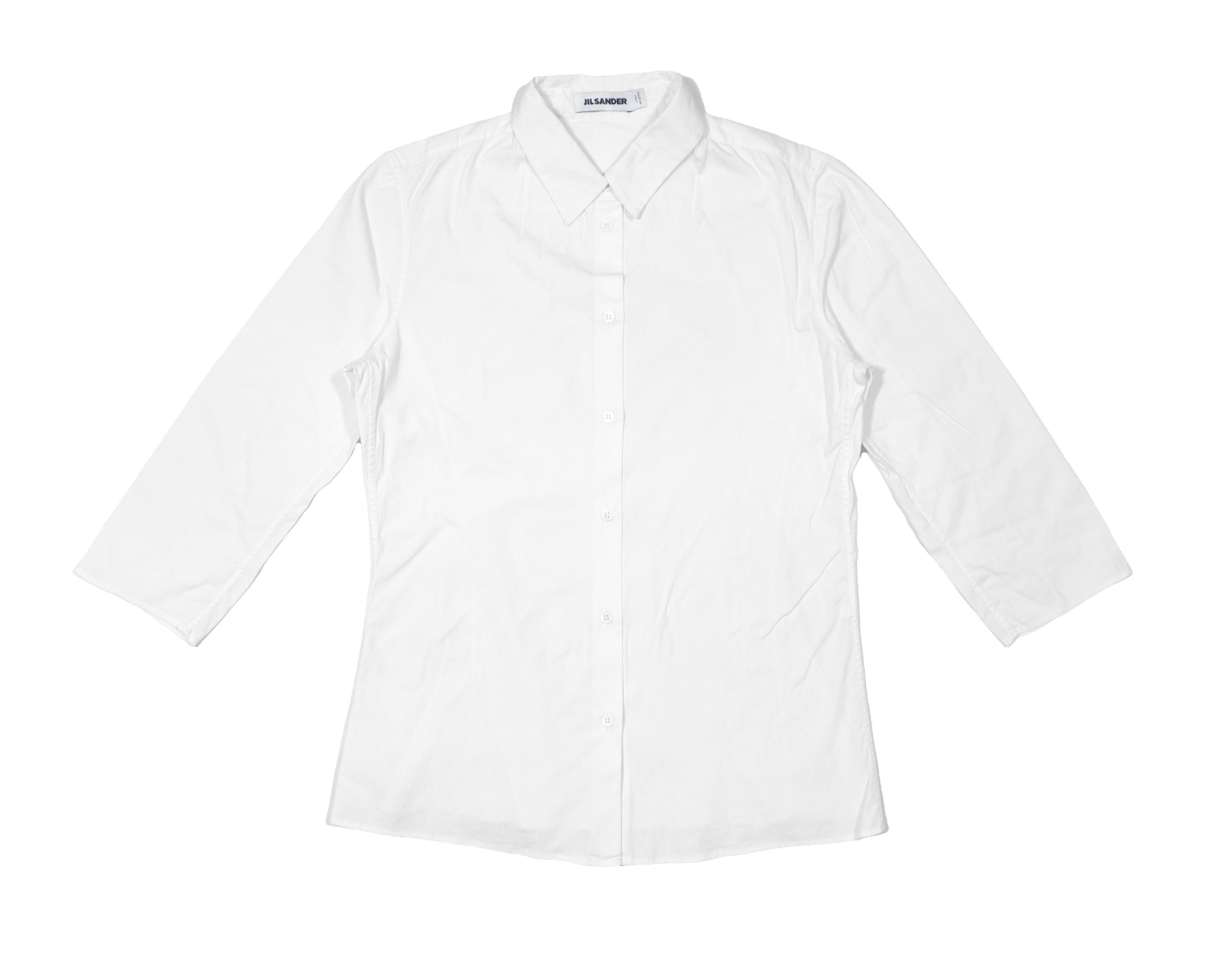 Jil Sander 3/4 Sleeve Stretch Cotton Blend Shirt Made in Italy Size XS / US 0-2 / IT 36-38 - 1 Thumbnail