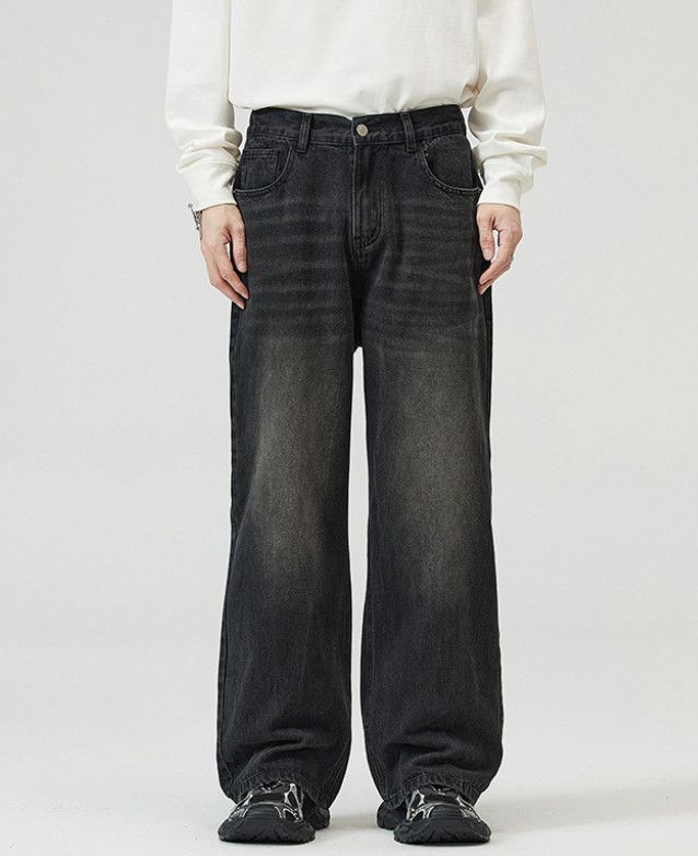 Japanese Brand Men's retro baggy wide-leg straight jeans Size US 34 / EU 50 - 1 Thumbnail