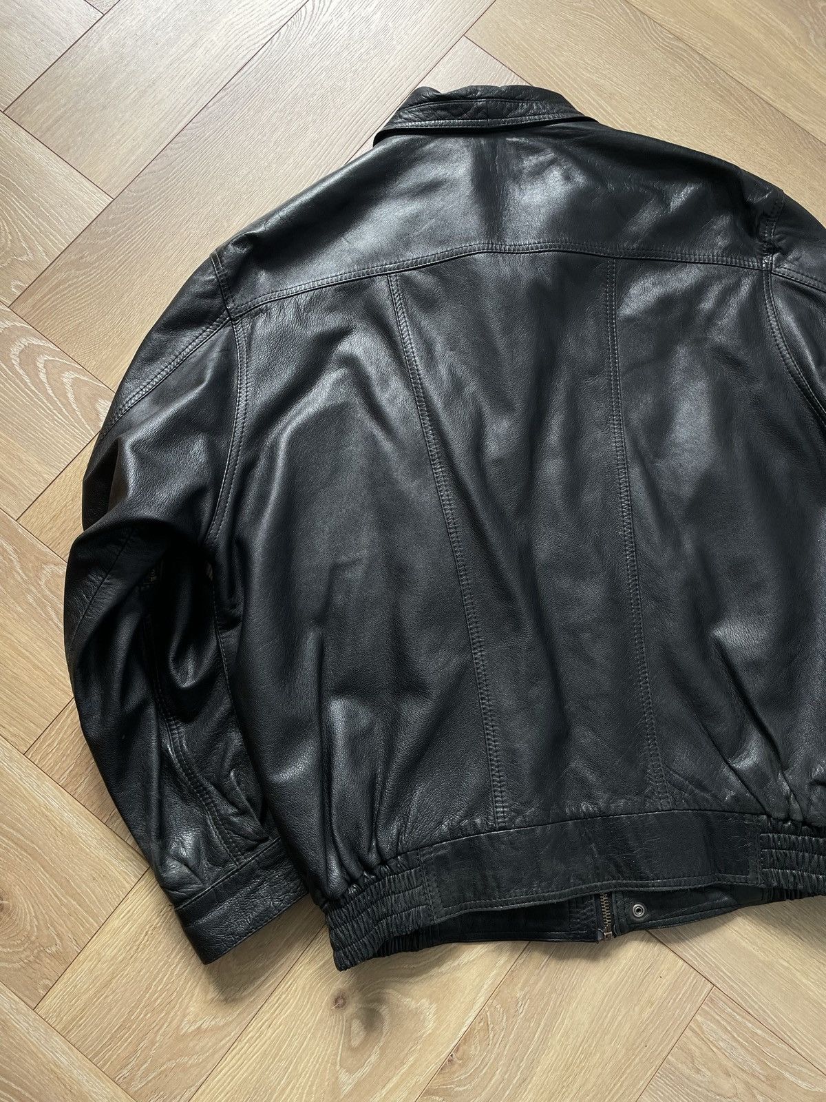 Vintage Vintage Y2k Black Real Leather Zip Bomber Jacket Avant Garde Size US XL / EU 56 / 4 - 8 Thumbnail