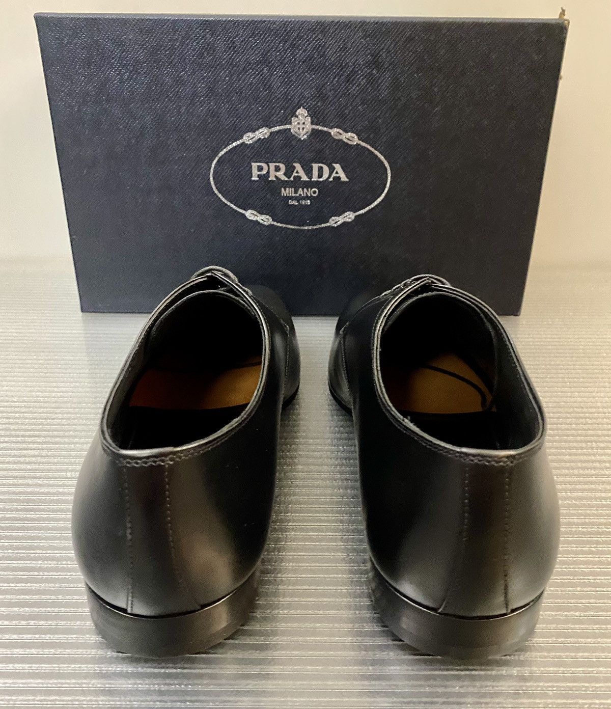 Prada Prada 🇮🇹 Nero calfskin logo ornamented stack heel derby 9 NEW Size US 9 / EU 42 - 11 Thumbnail
