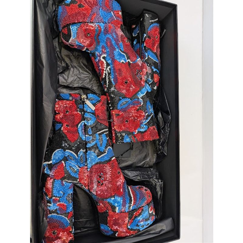 Saint Laurent Paris o1rshd1 Billy Sequence Embellished Platform Ankle Boots Size US 10 / IT 40 - 22 Thumbnail