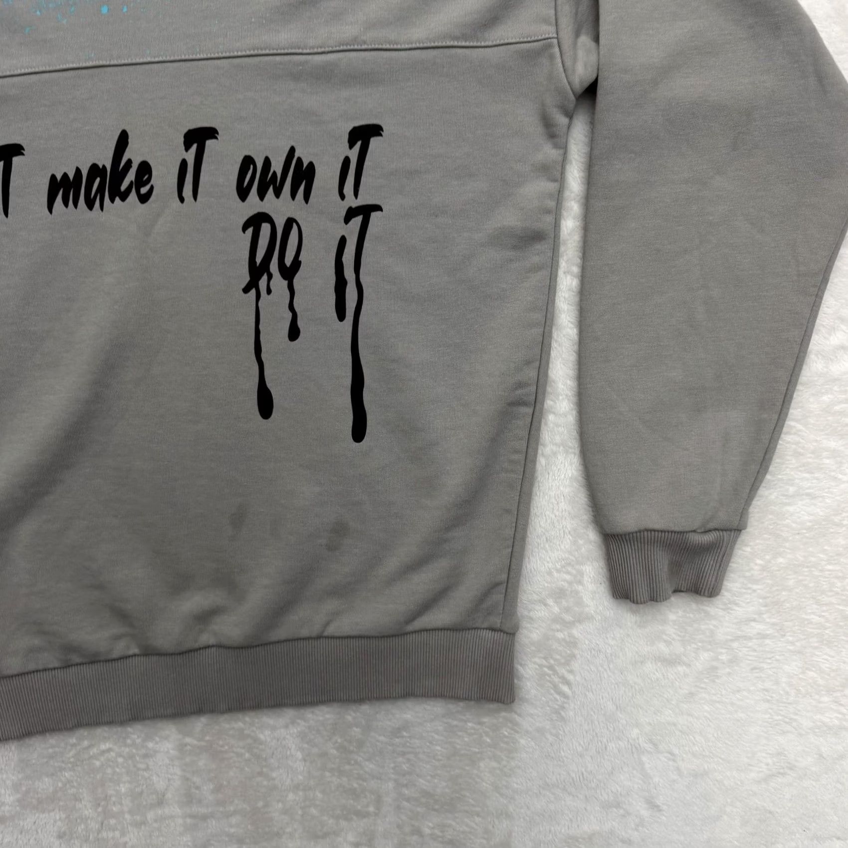 Vintage BREEZY Sweatshirt Mens Large Gray Graphic Print Quotes Pullover Crew Neck Size US L / EU 52-54 / 3 - 4 Thumbnail