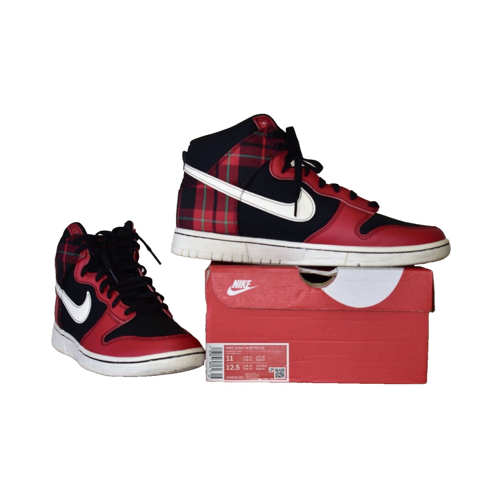 Nike NIKE Dunk High Retro SE Tartan Plaid Shoes DV0826-001 Sz 11 Size US 11 / EU 44 - 1 Thumbnail