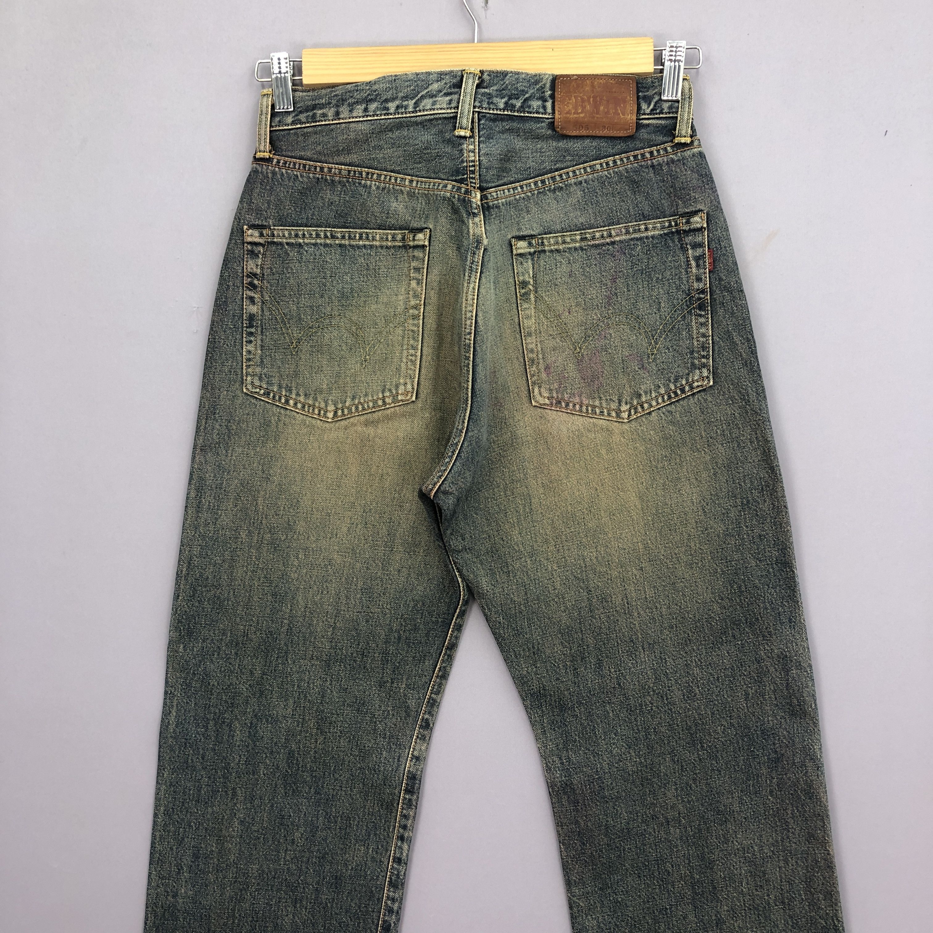 Japanese Brand Vintage 90s Edwin 505 Redline Jeans Mud Wash Selvedge Denim Size 28" / US 6 / IT 42 - 4 Thumbnail