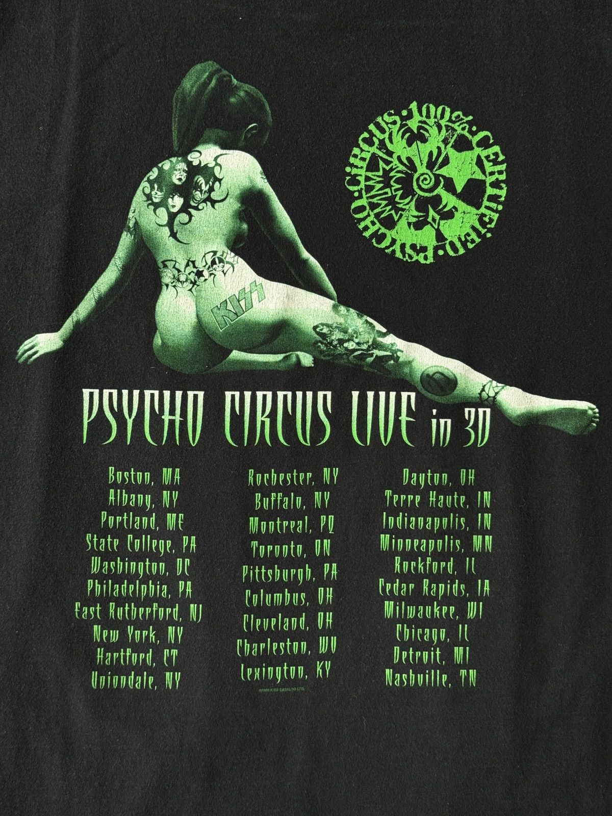 KISS KISS Psycho Circus 1998 Tour Sexy Vintage Tee Neon Green Size US XXL / EU 58 / 5 - 8 Thumbnail