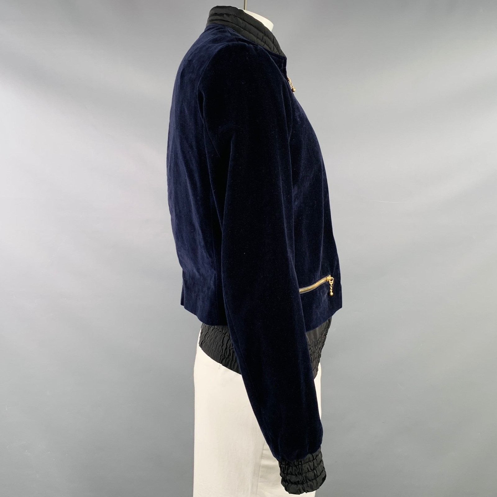 Kolor KOLOR Size L Navy Cotton Velvet Beaded Patch Jacket Size US L / EU 52-54 / 3 - 4 Thumbnail
