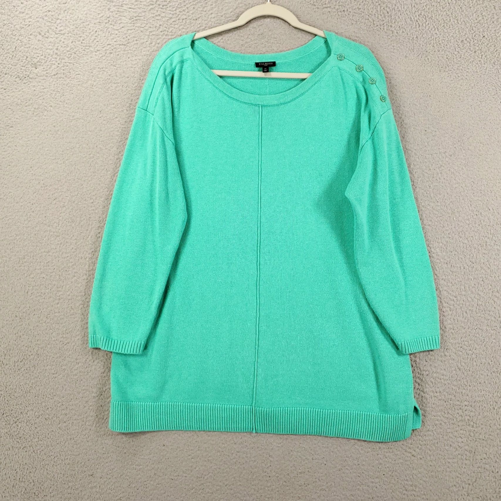 Talbots Talbots Sweater Womens 1X Teal Knit Long Sleeve Pullover Boat Neck Casual Fall Winter Size XL / US 12-14 / IT 48-50 - 2 Thumbnail