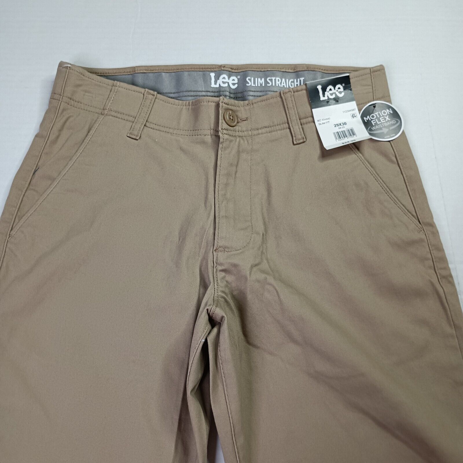 Lee Lee Flat Front Chino Motion Pants Men's 29x30 Beige Slim Fit Size US 29 - 4 Thumbnail
