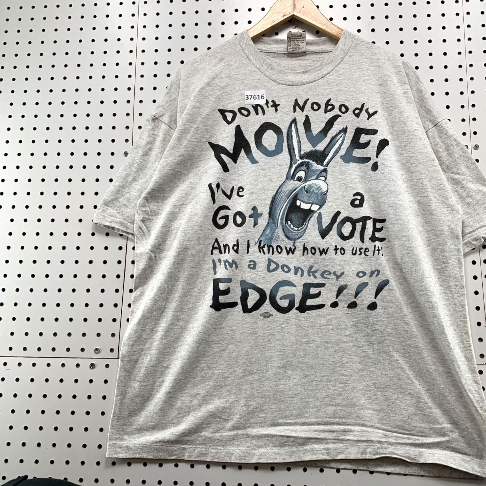 Vintage VINTAGE 90s Shirt Mens XL Gray Funny Quote Donkey Voting USA Single Stitch Size US XL / EU 56 / 4 - 3 Thumbnail