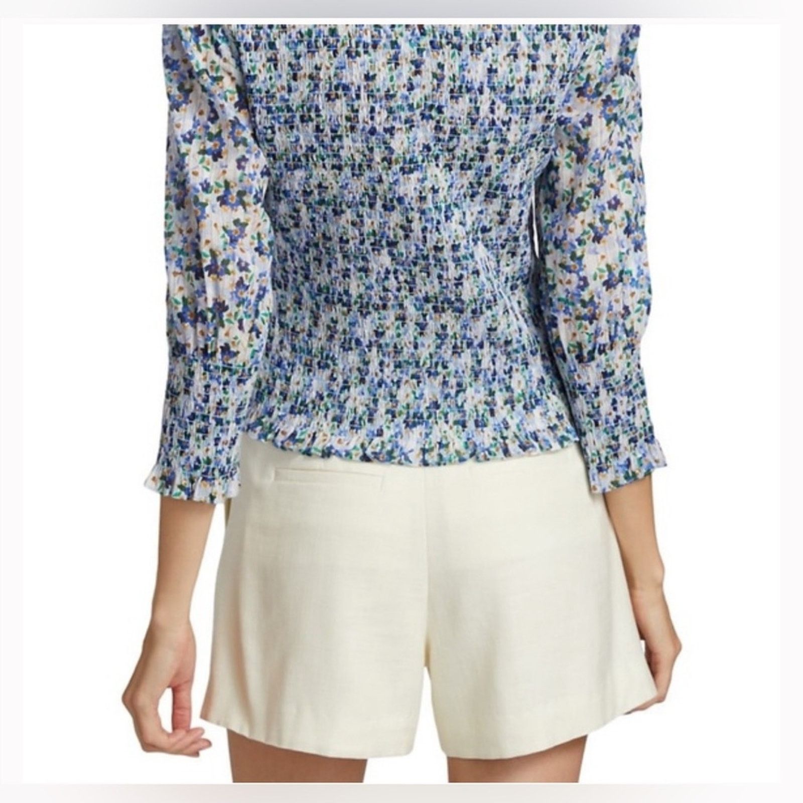 Veronica Beard Veronica Beard Kali Smocked Top Size:14 Size XL / US 12-14 / IT 48-50 - 2 Thumbnail