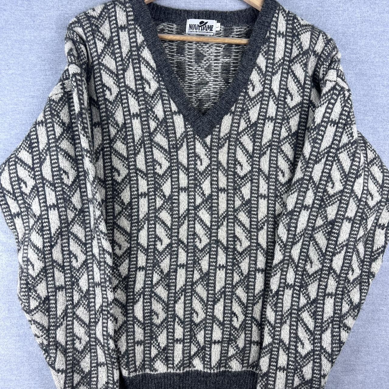Vintage VTG 70S NOVA-DAME WOOL KNIT STRIPED GRANNY SWEATER MENS L Size US XL / EU 56 / 4 - 2 Thumbnail
