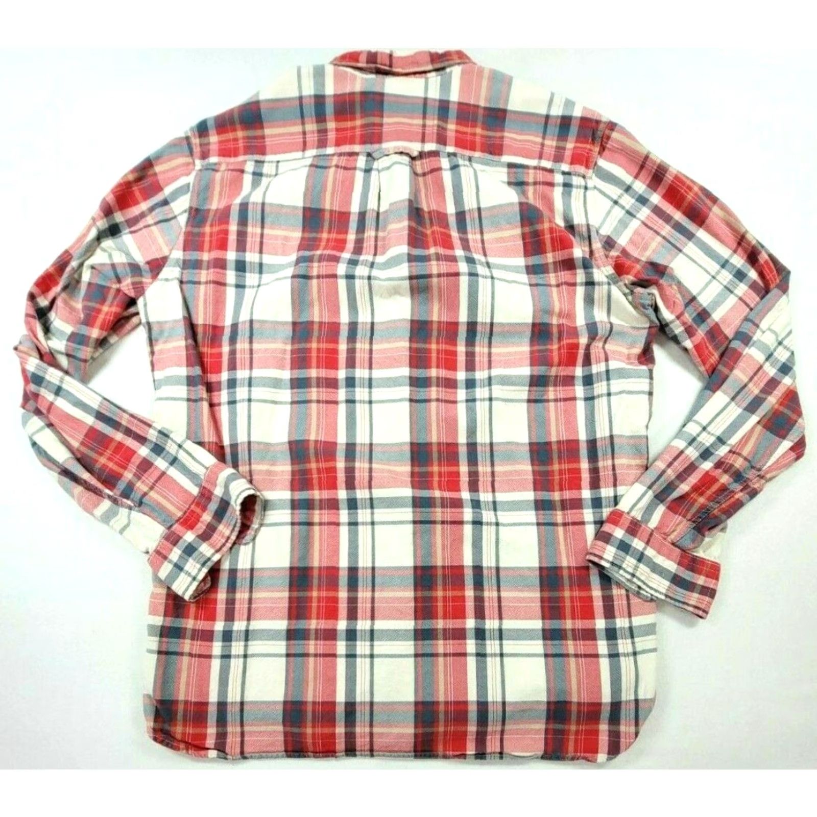 H&M L.O.G.G by H&M Mens Button-Up Shirt Plaid White Red Long Sleeve Adult Large Cotton 100% Pocket Classic Collar Mens Size US L / EU 52-54 / 3 - 4 Thumbnail